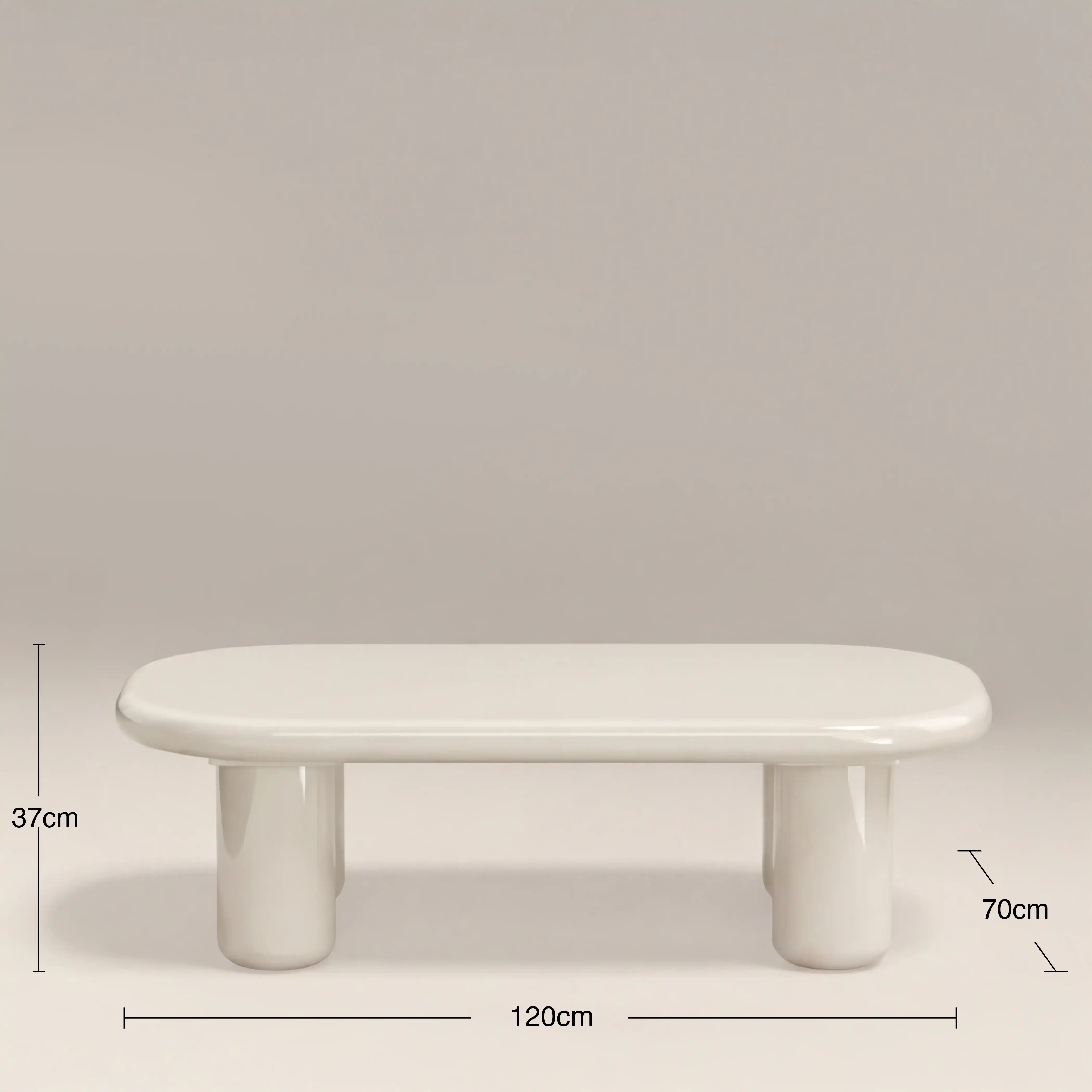 Ludo Rectangle Coffee Table | High Gloss Cream - Image 5
