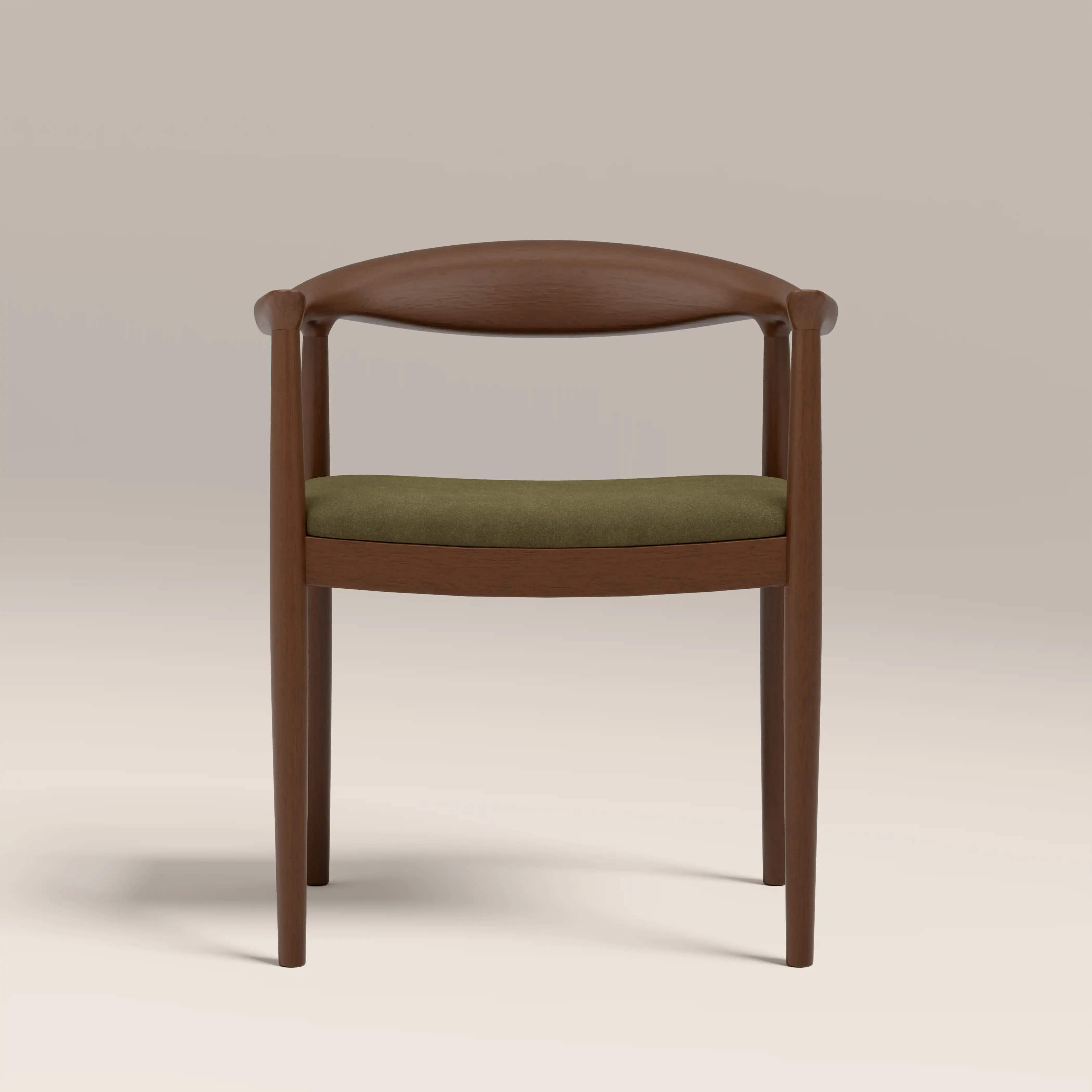 Luma Wooden Carver Dining Chair | Moss Green Sustainable Mohair Velvet & Walnut - Image 2