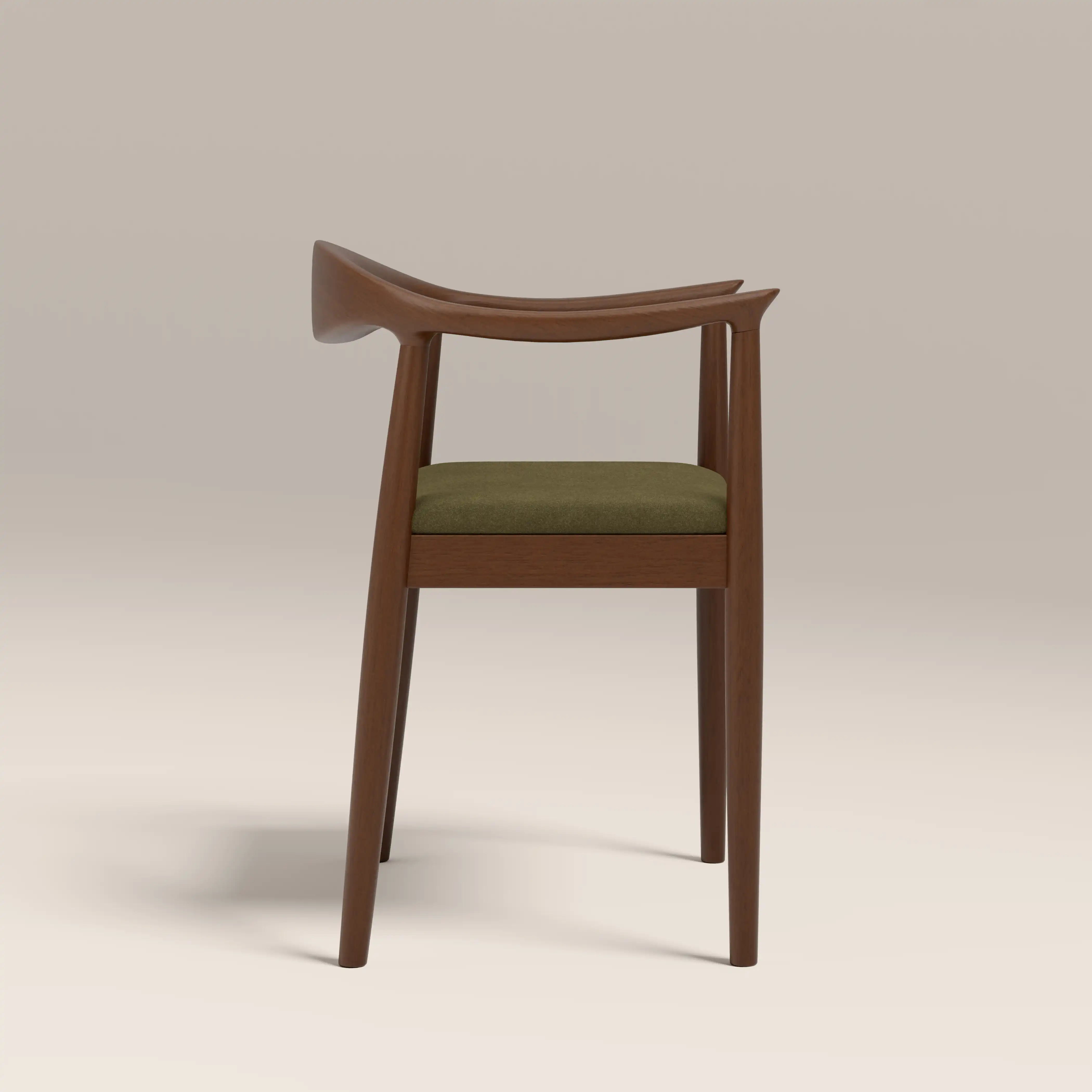 Luma Wooden Carver Dining Chair | Moss Green Sustainable Mohair Velvet & Walnut - Image 4