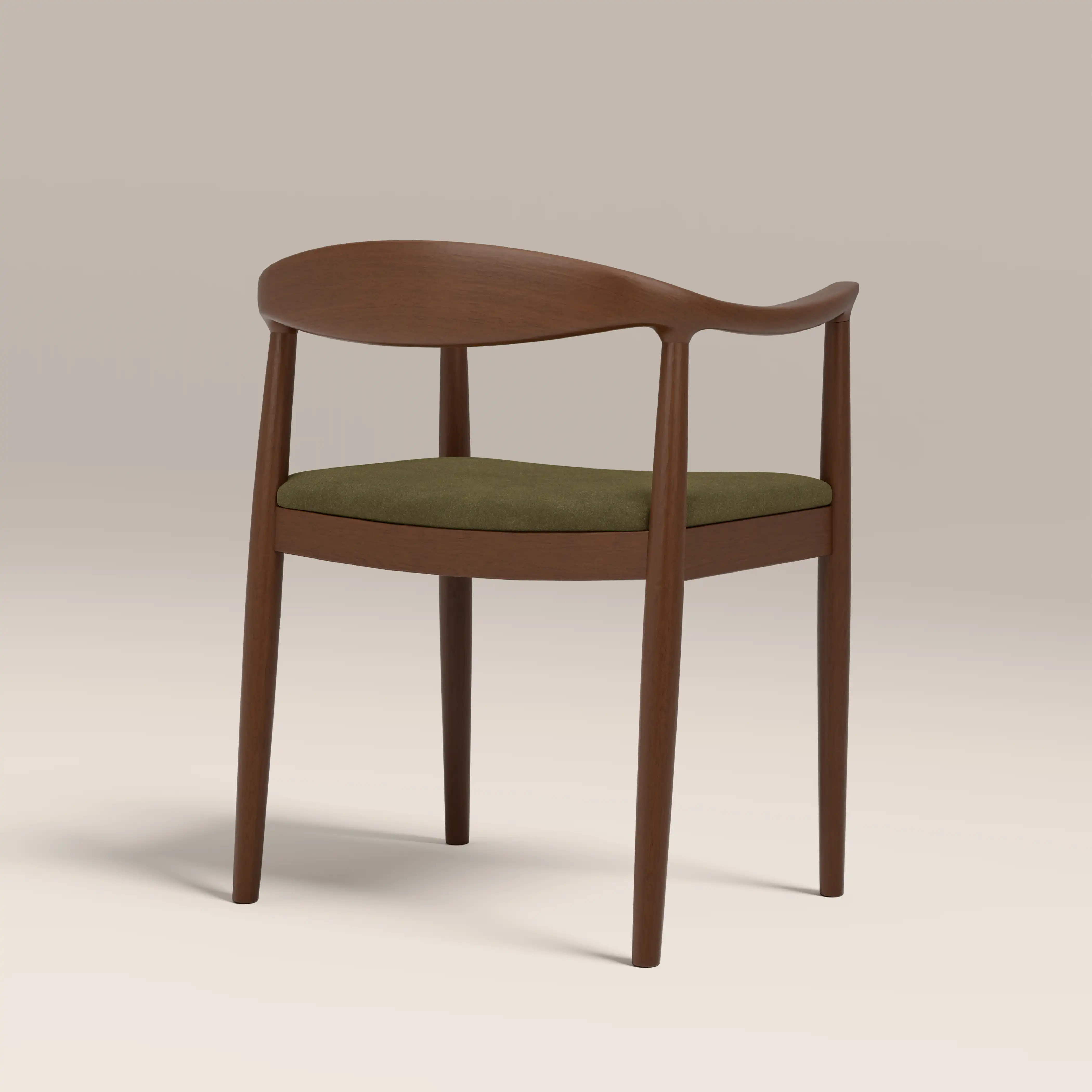 Luma Wooden Carver Dining Chair | Moss Green Sustainable Mohair Velvet & Walnut - Image 5