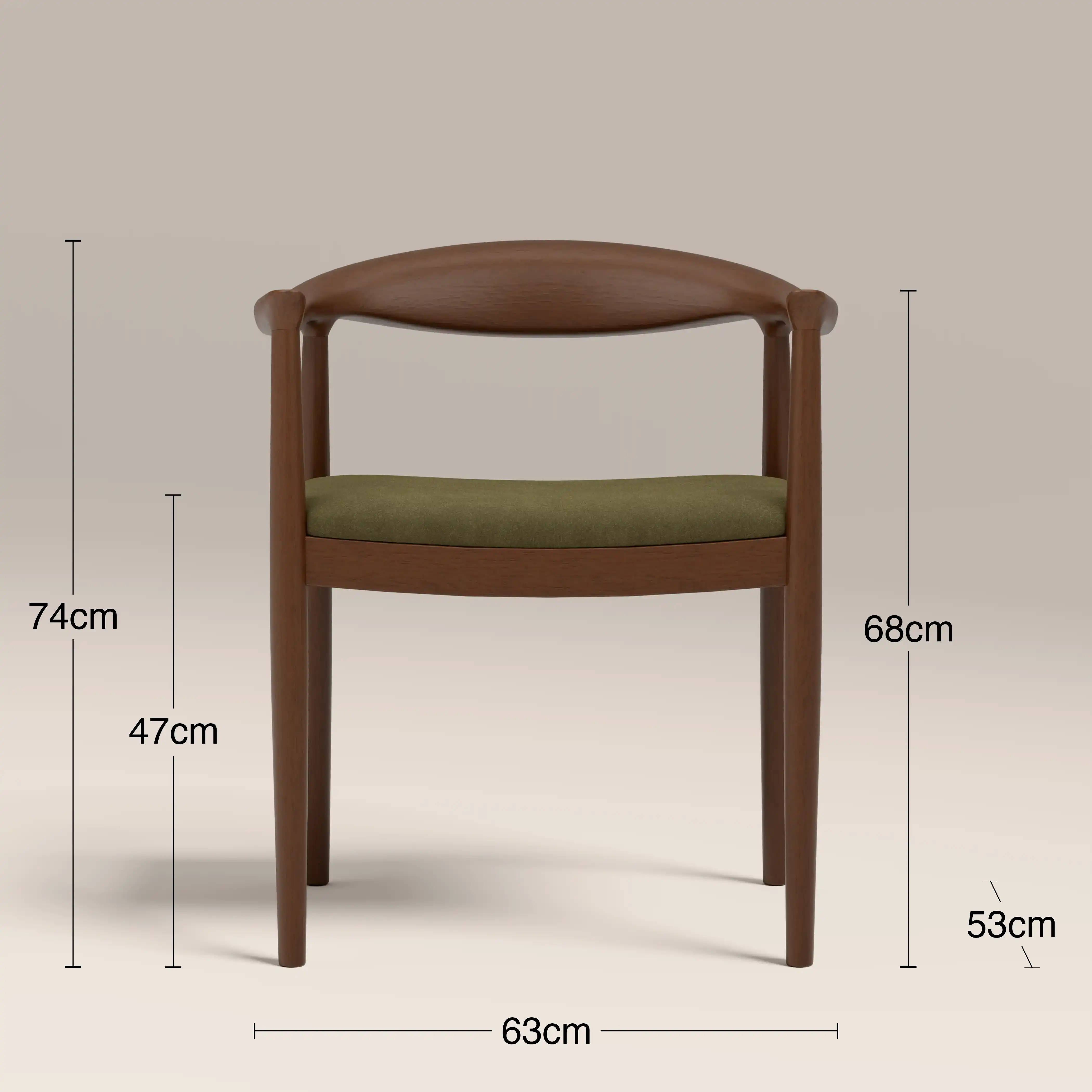 Luma Wooden Carver Dining Chair | Moss Green Sustainable Mohair Velvet & Walnut - Image 7