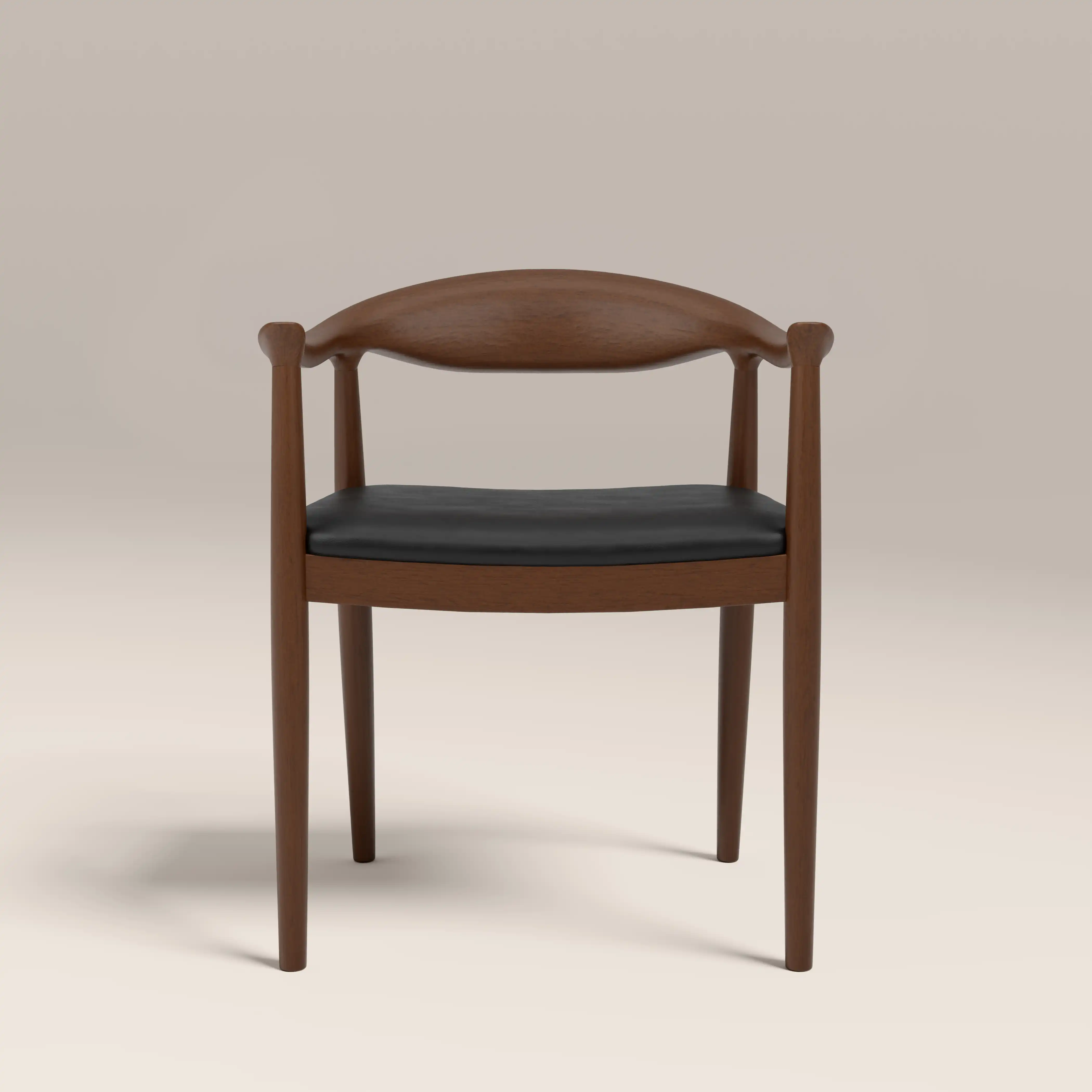Luma Wooden Carver Dining Chair | Vintage Black Faux Leather & Walnut - Image 2
