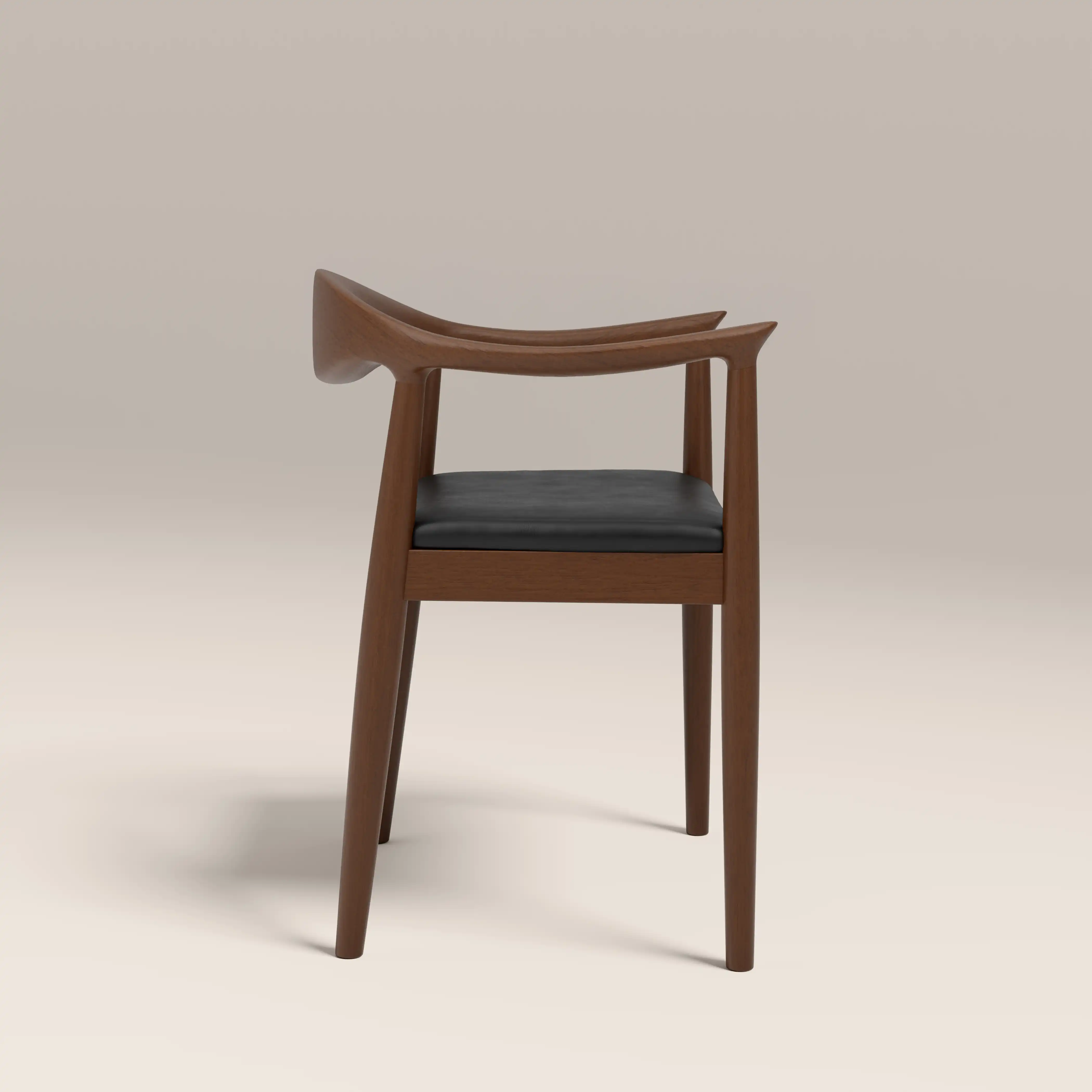 Luma Wooden Carver Dining Chair | Vintage Black Faux Leather & Walnut - Image 4