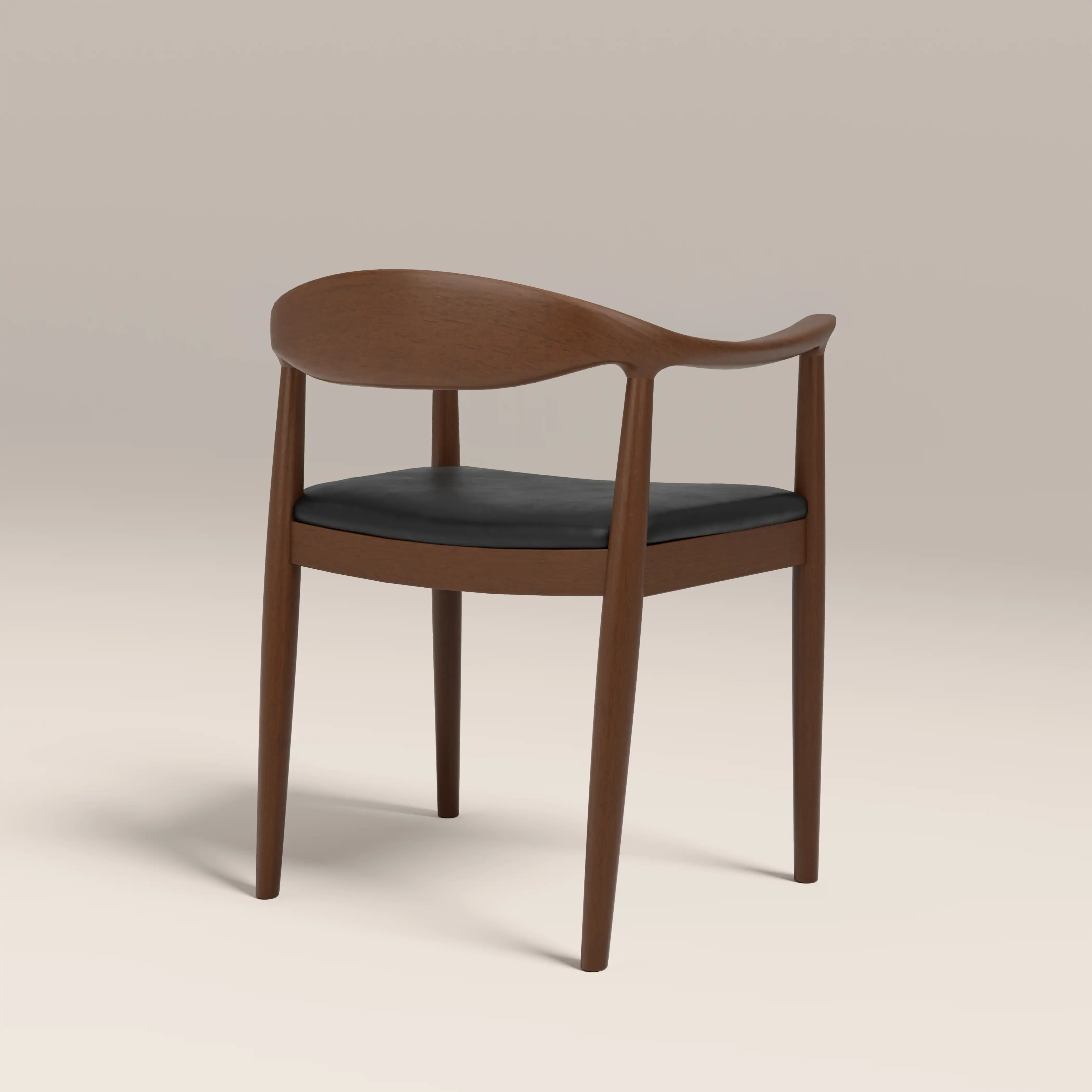 Luma Wooden Carver Dining Chair | Vintage Black Faux Leather & Walnut - Image 5