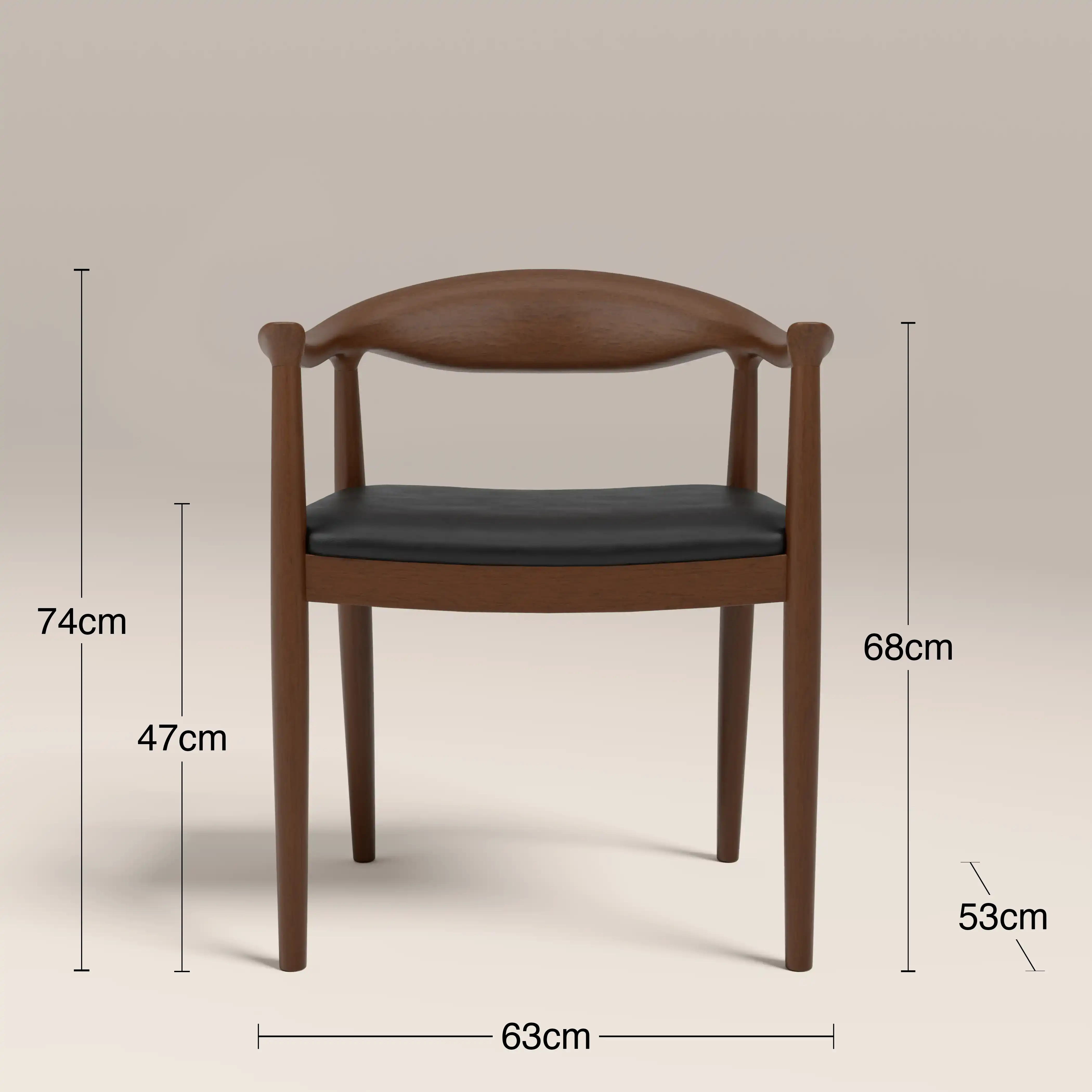 Luma Wooden Carver Dining Chair | Vintage Black Faux Leather & Walnut - Image 7