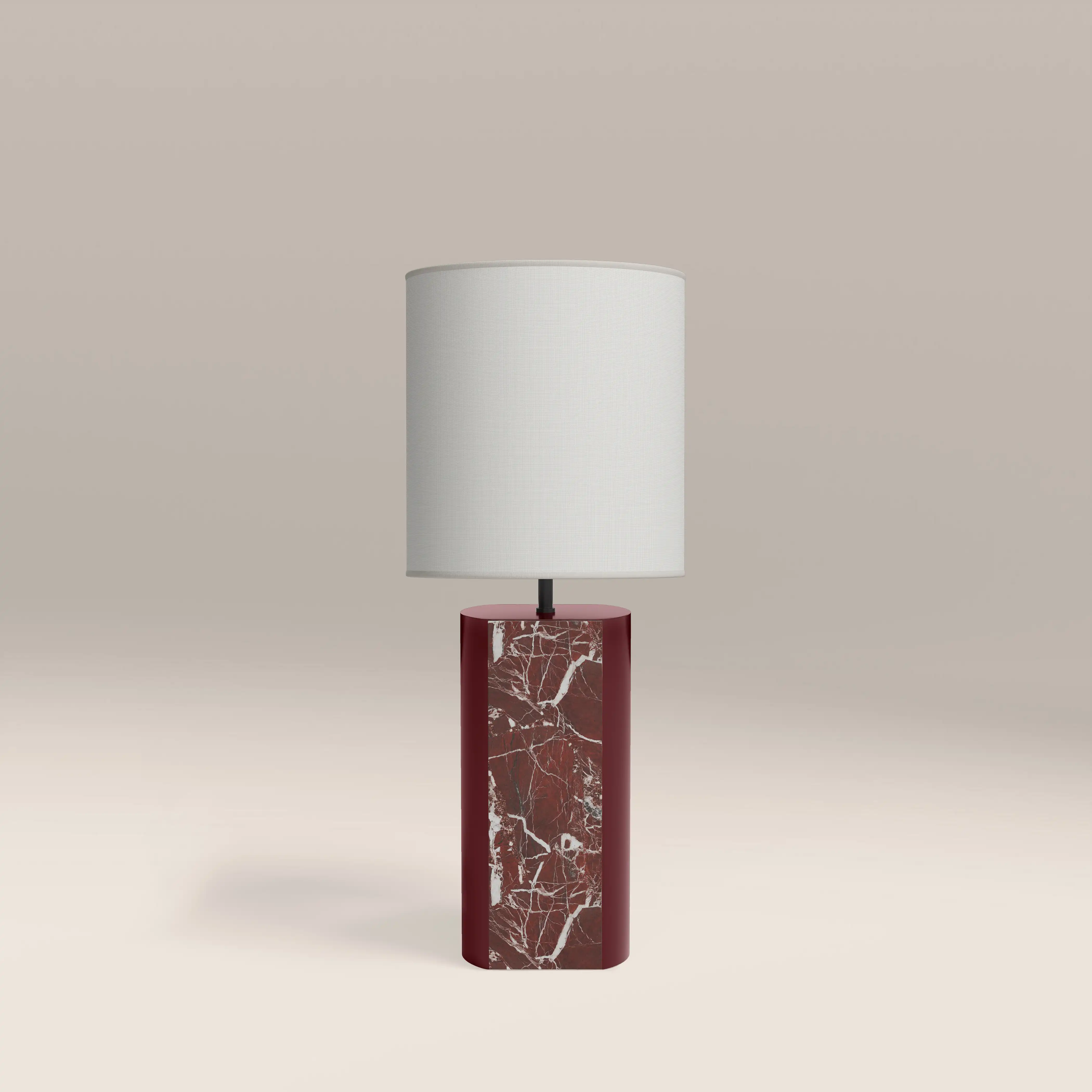 Luna Table Lamp |  Maroon Red Marble & High Gloss Burgundy - Image 2