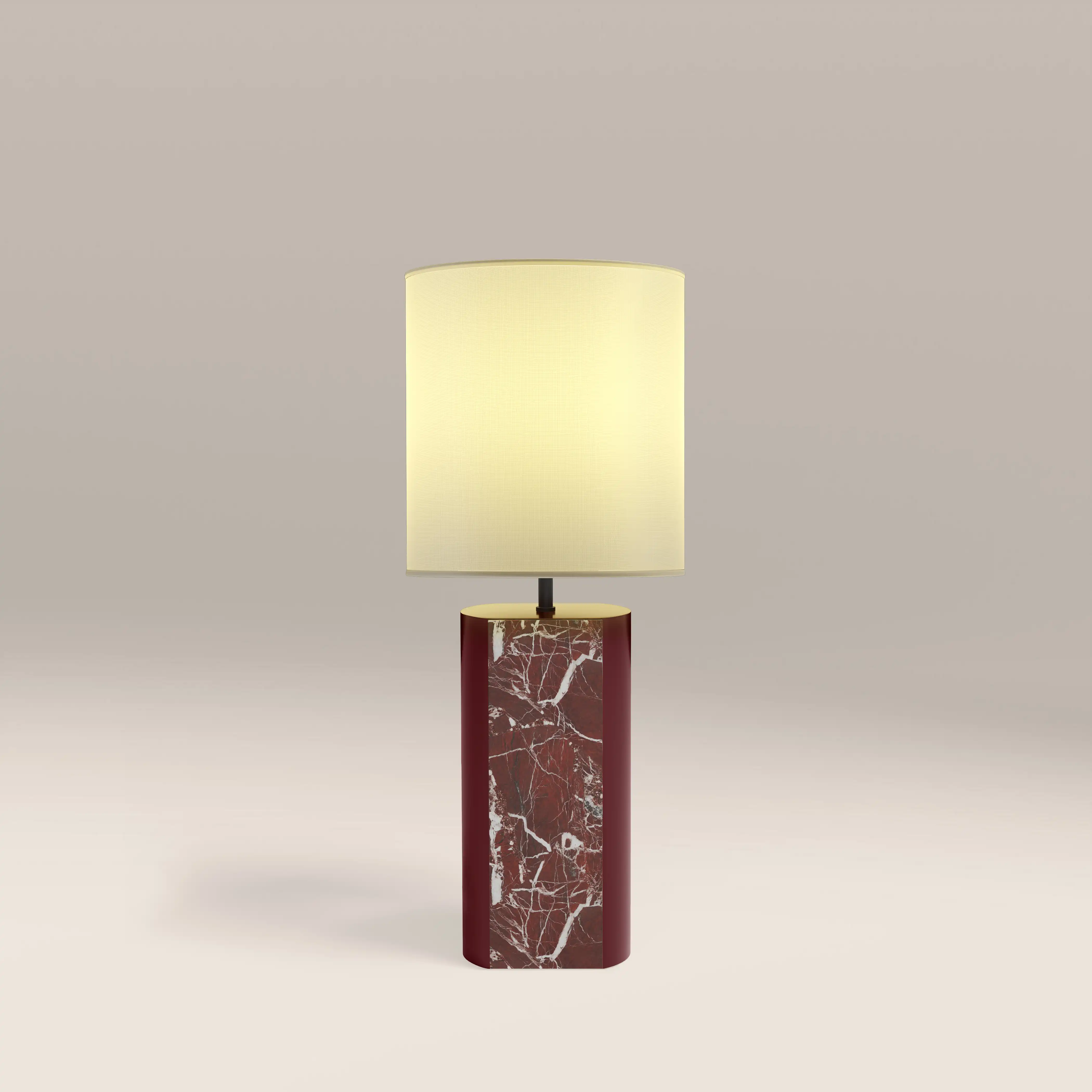 Luna Table Lamp |  Maroon Red Marble & High Gloss Burgundy - Image 3