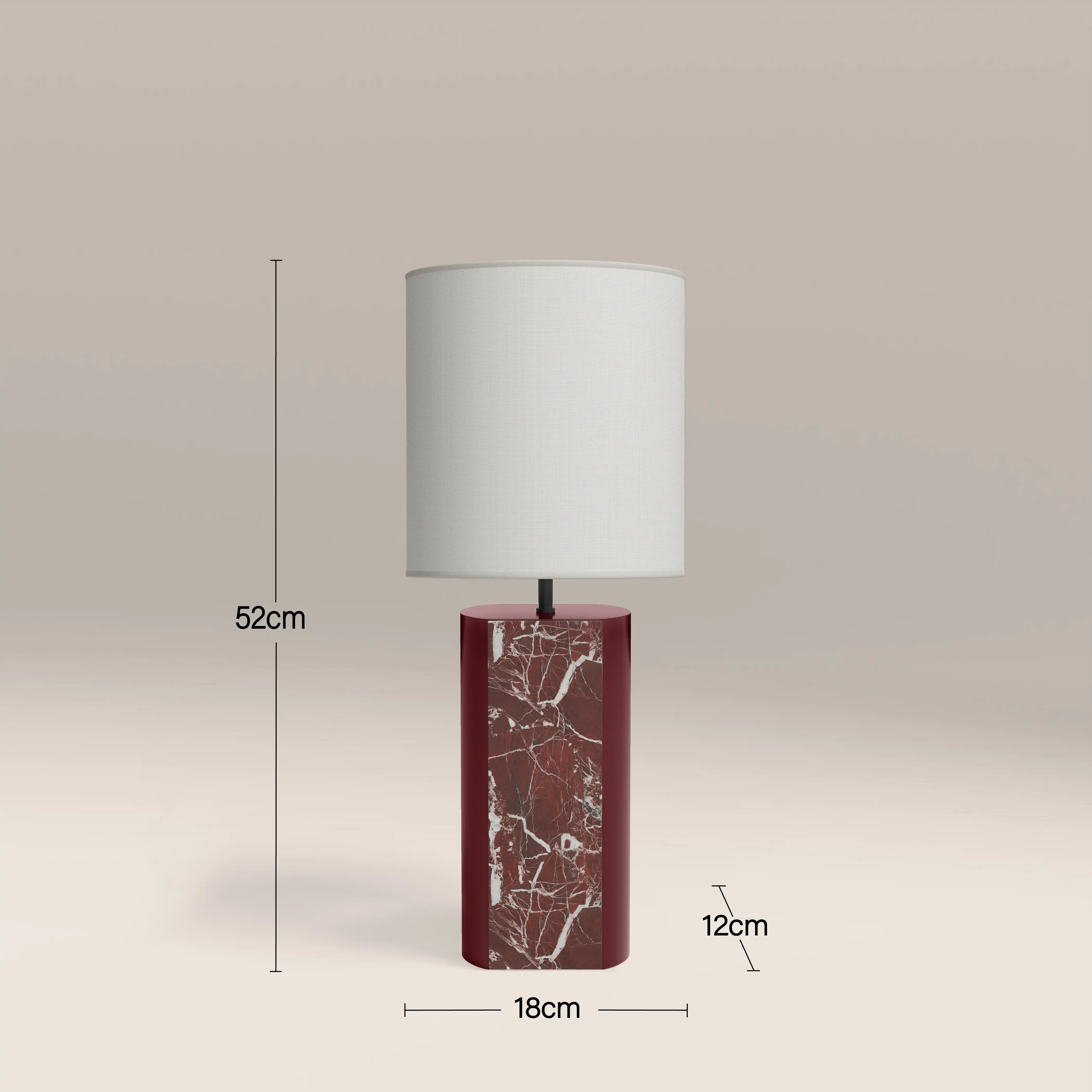 Luna Table Lamp |  Maroon Red Marble & High Gloss Burgundy - Image 4