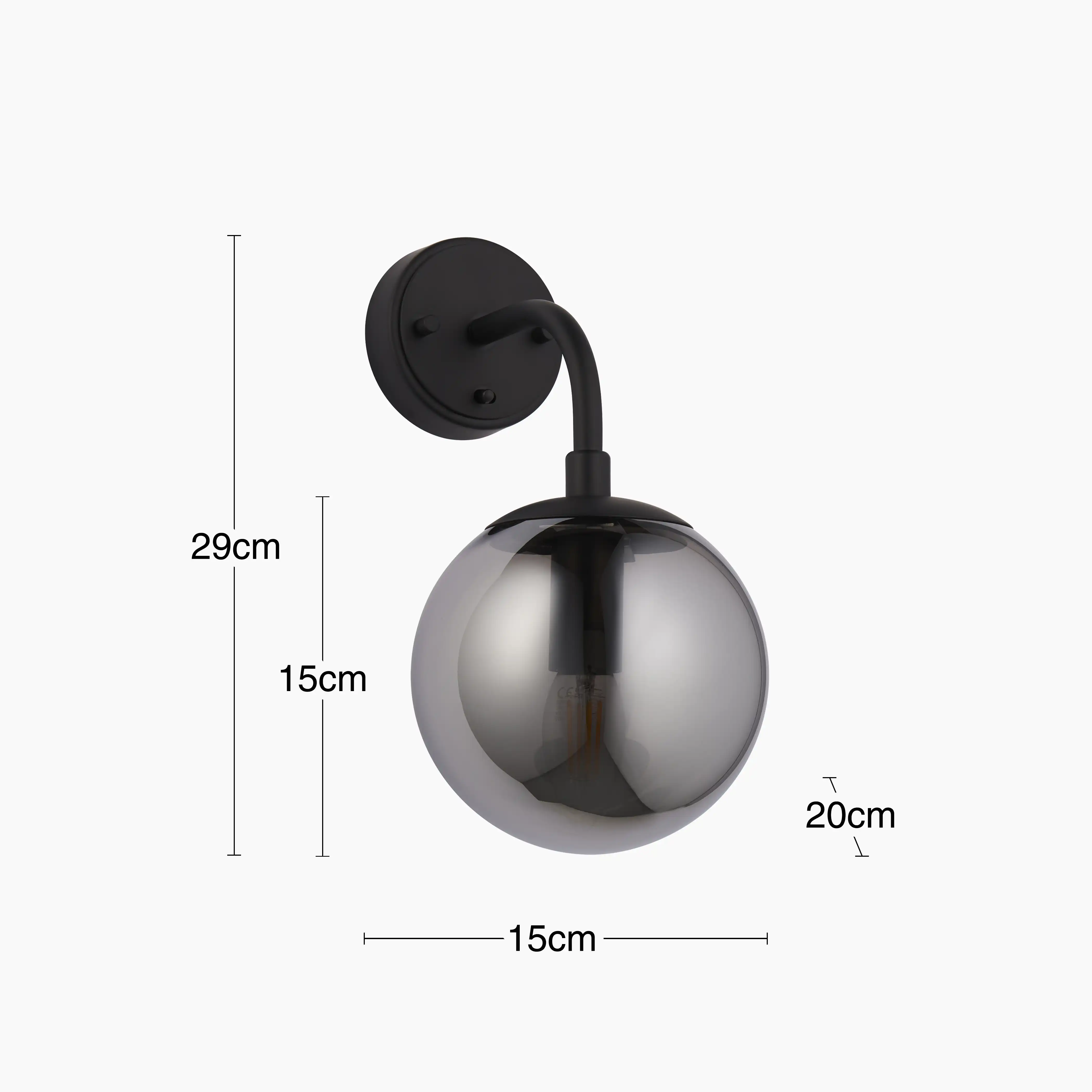 Lyme Wall Light | Smokey Grey & Black - Image 10