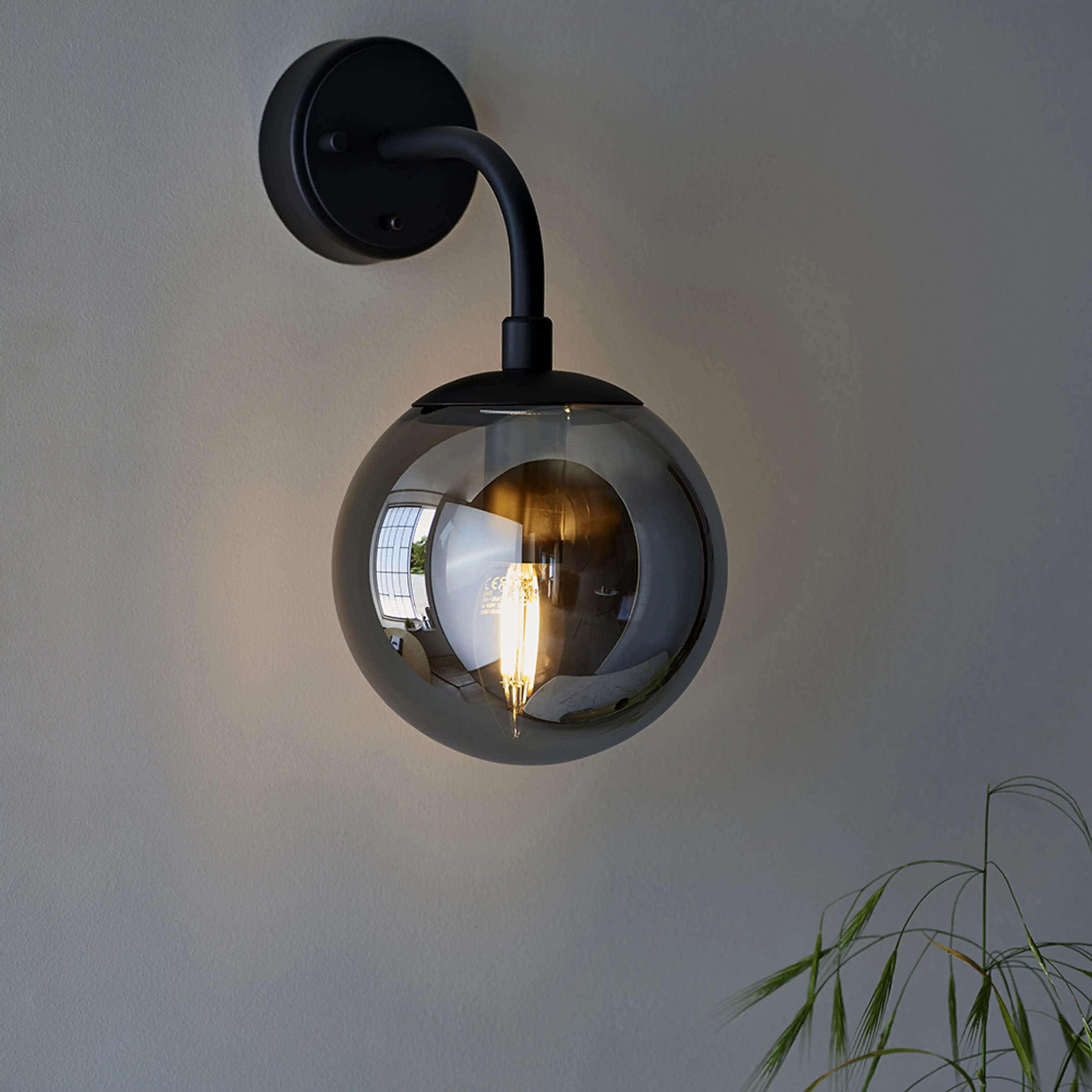 Lyme Wall Light | Smokey Grey & Black - Image 2