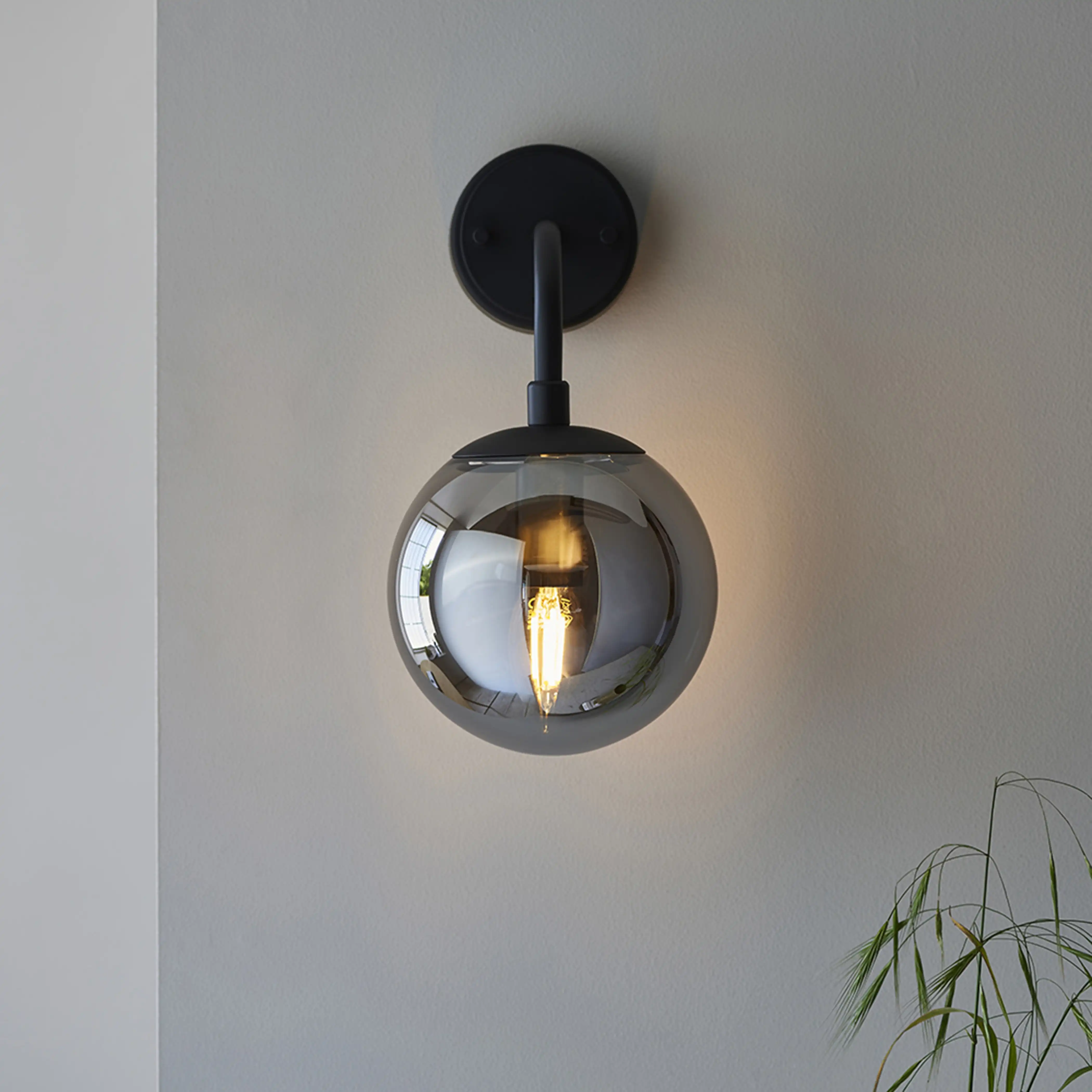 Lyme Wall Light | Smokey Grey & Black - Image 4