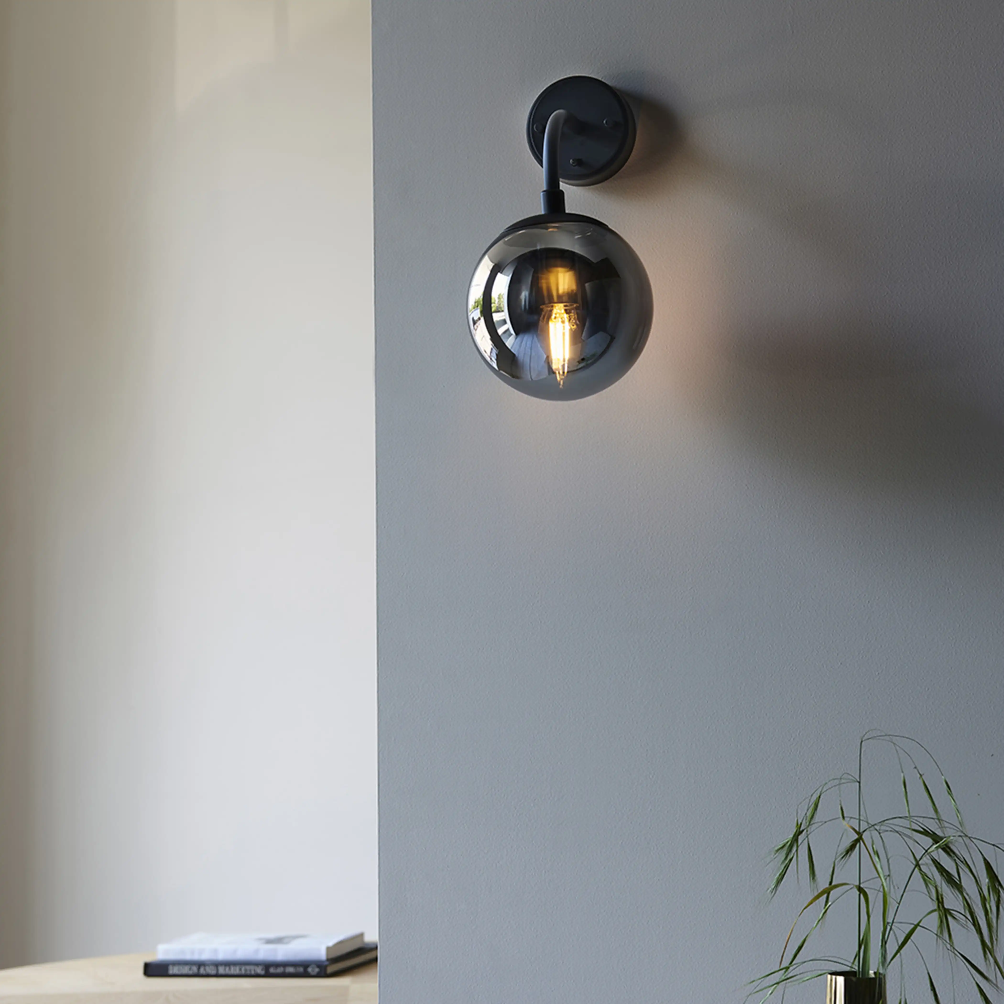 Lyme Wall Light | Smokey Grey & Black - Image 5