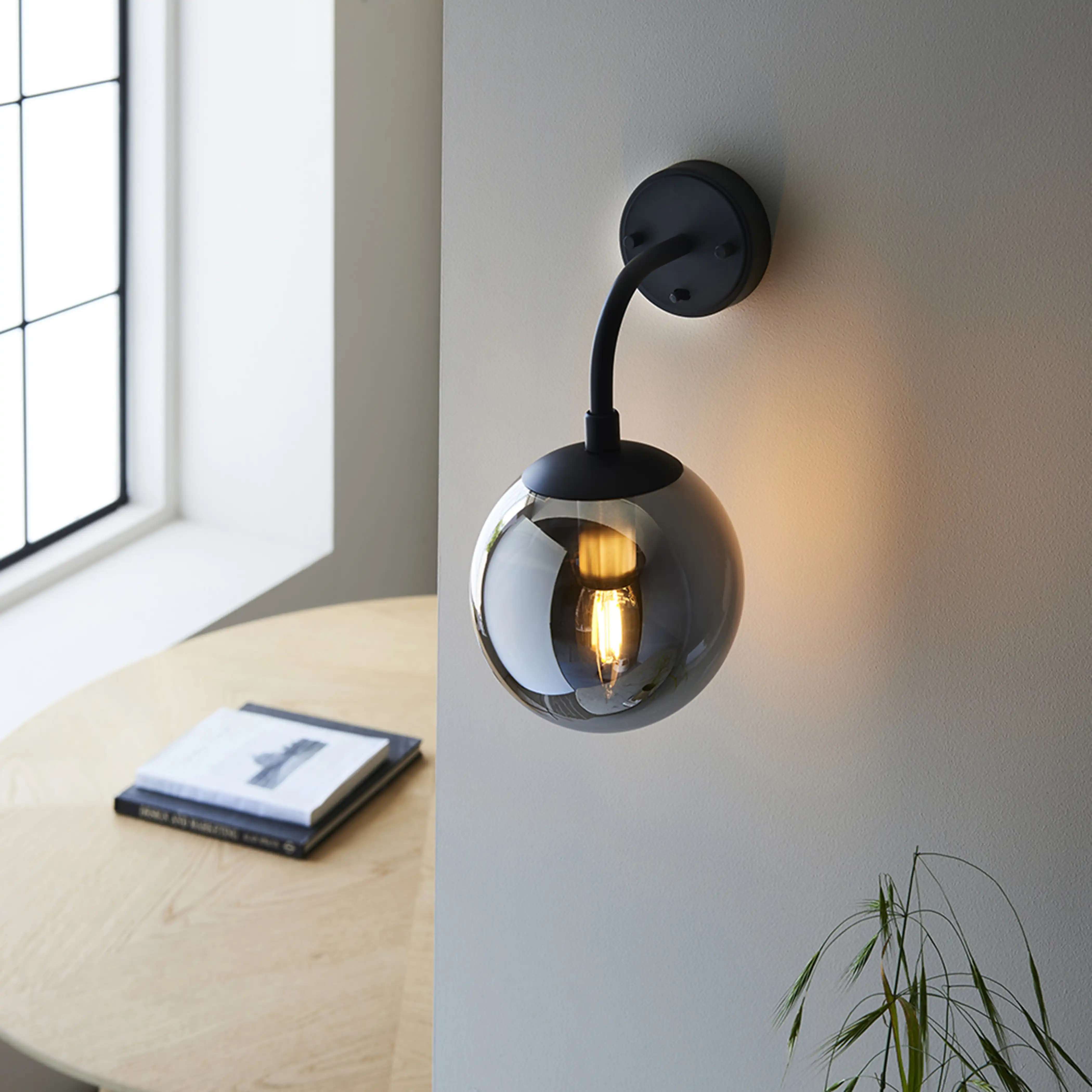 Lyme Wall Light | Smokey Grey & Black - Image 6
