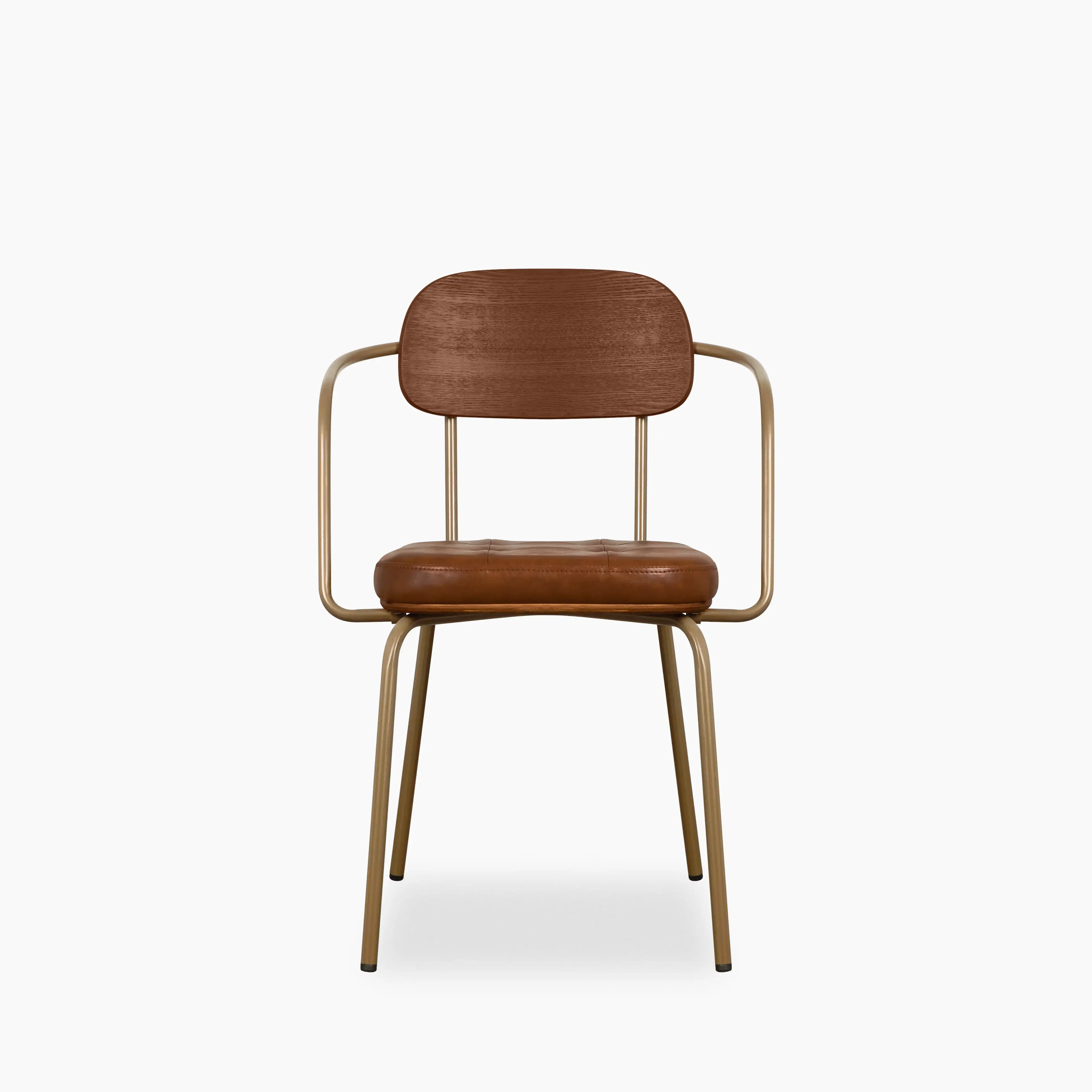 Maddox Carver Dining Chair | Vintage Tan Faux Leather & Brass - Image 4