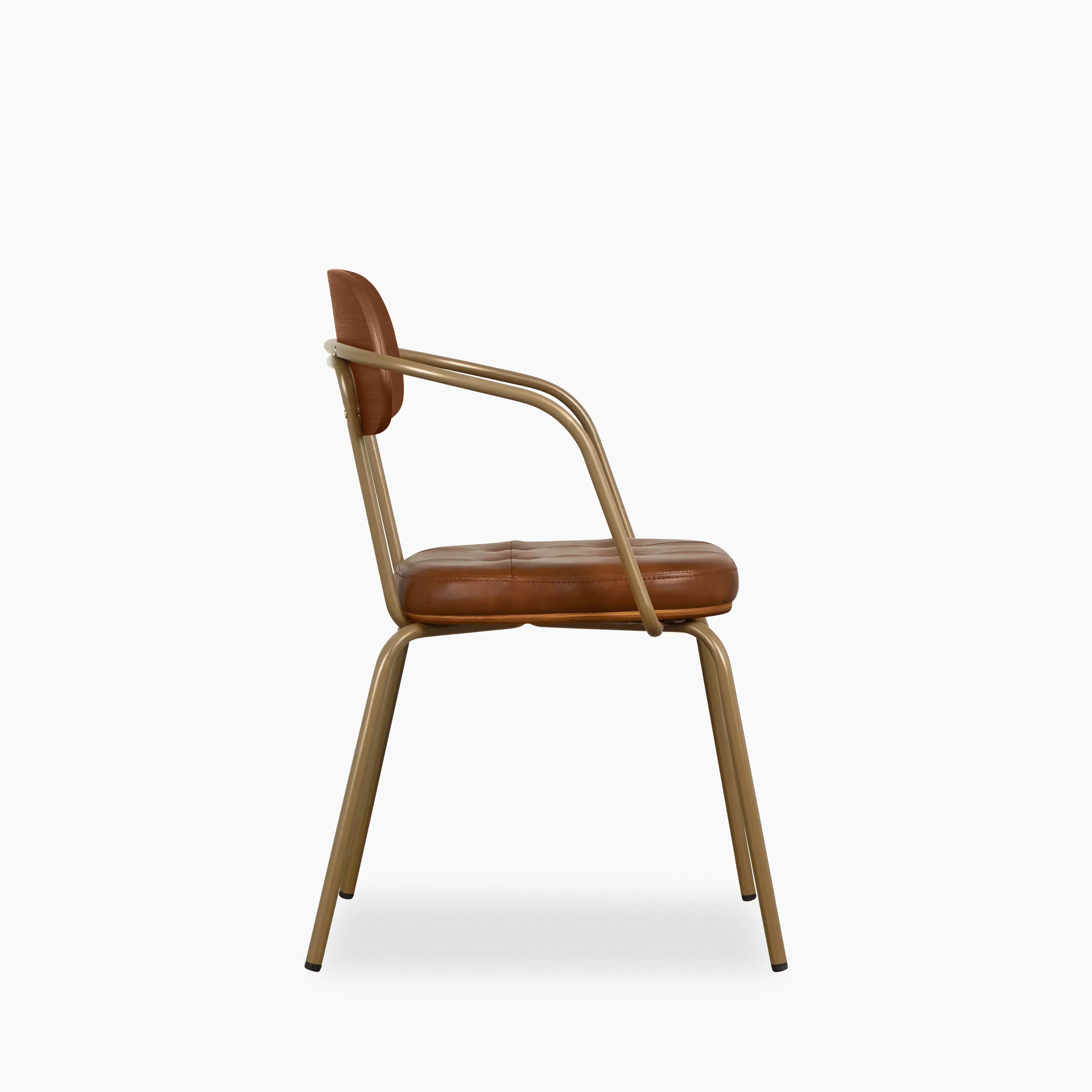 Maddox Carver Dining Chair | Vintage Tan Faux Leather & Brass - Image 5