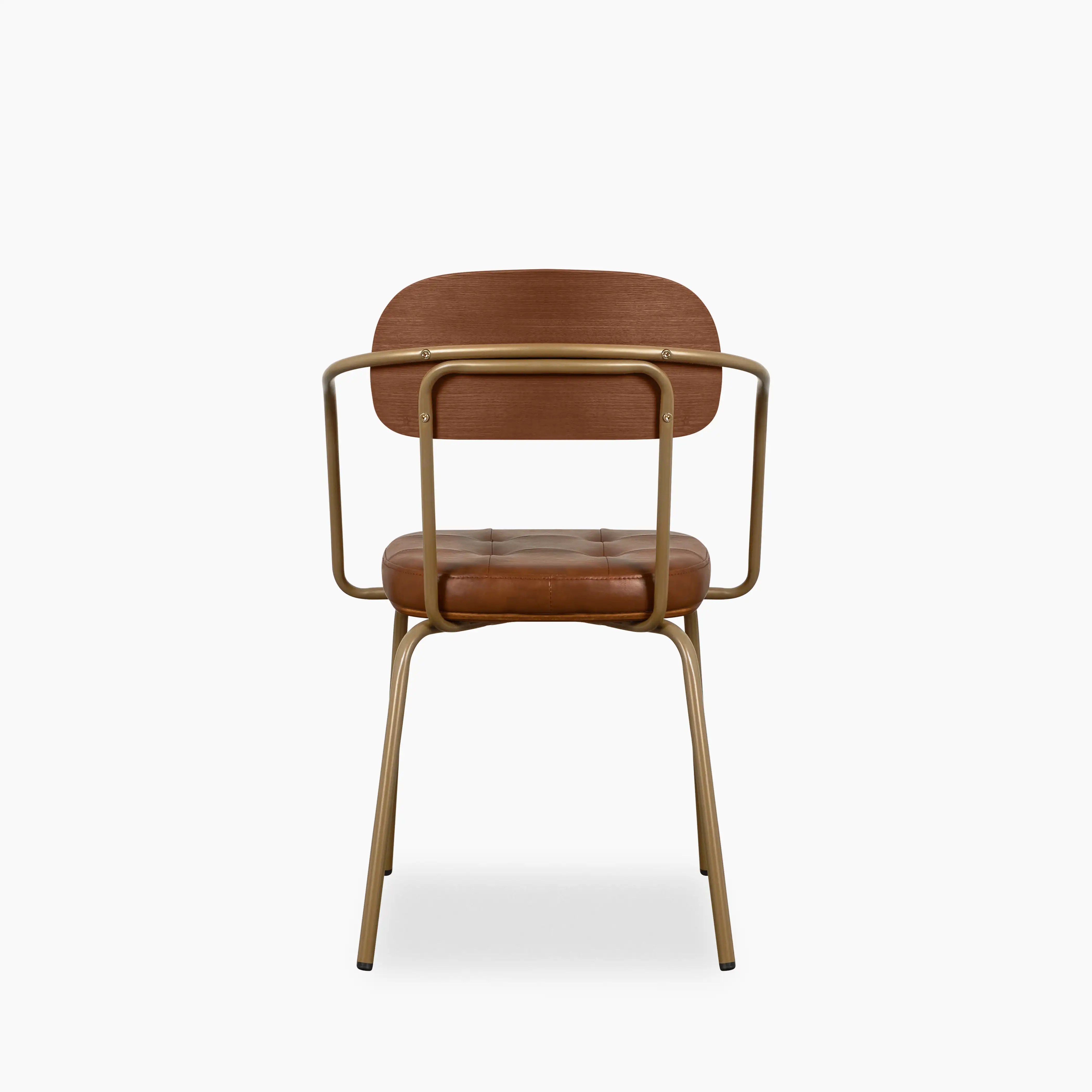 Maddox Carver Dining Chair | Vintage Tan Faux Leather & Brass - Image 6