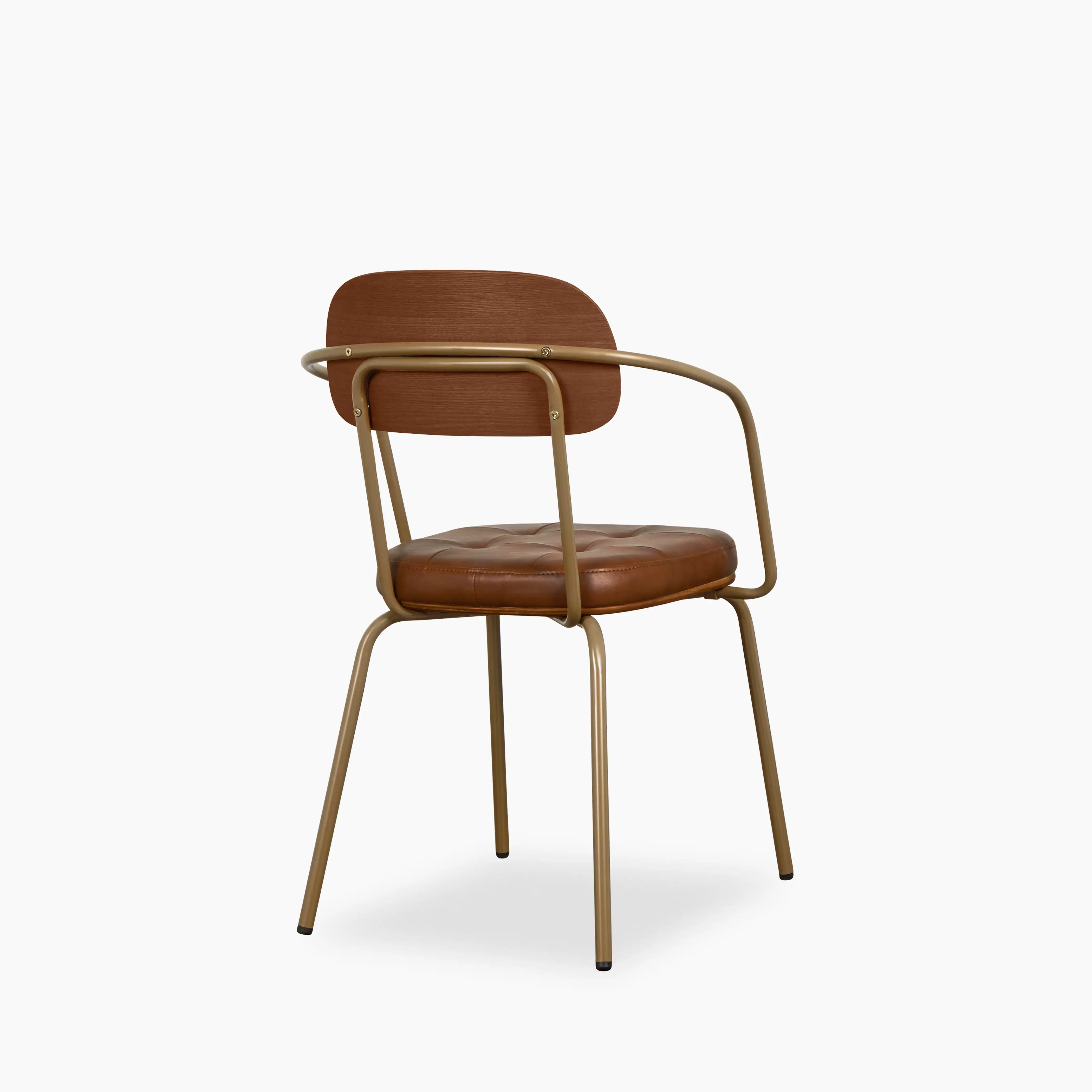 Maddox Carver Dining Chair | Vintage Tan Faux Leather & Brass - Image 7