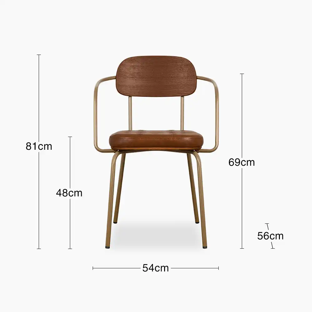 Maddox Carver Dining Chair | Vintage Tan Faux Leather & Brass - Image 8