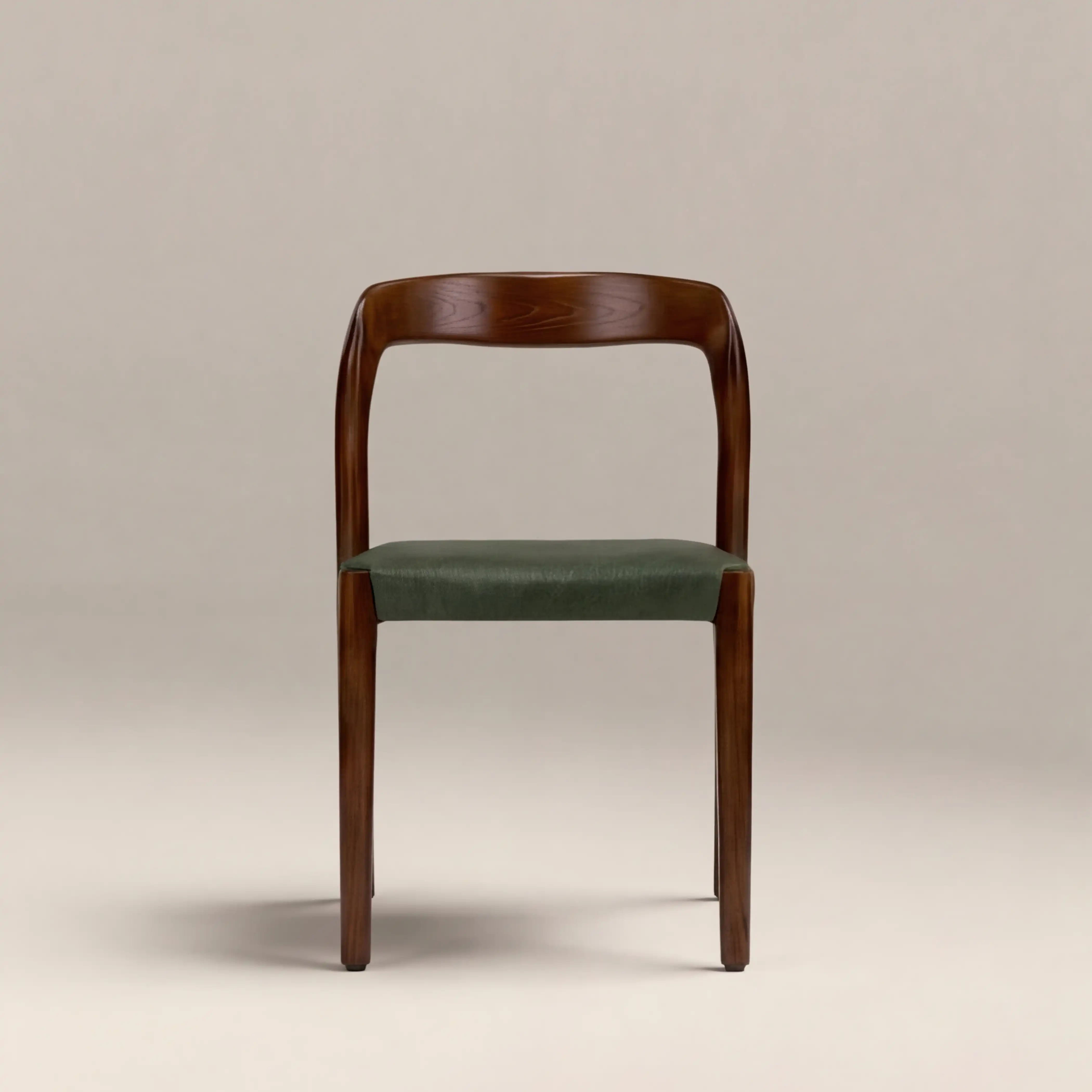 Madeleine Stackable Wooden Dining Chair | Vintage Green Faux Leather & Walnut - Image 5