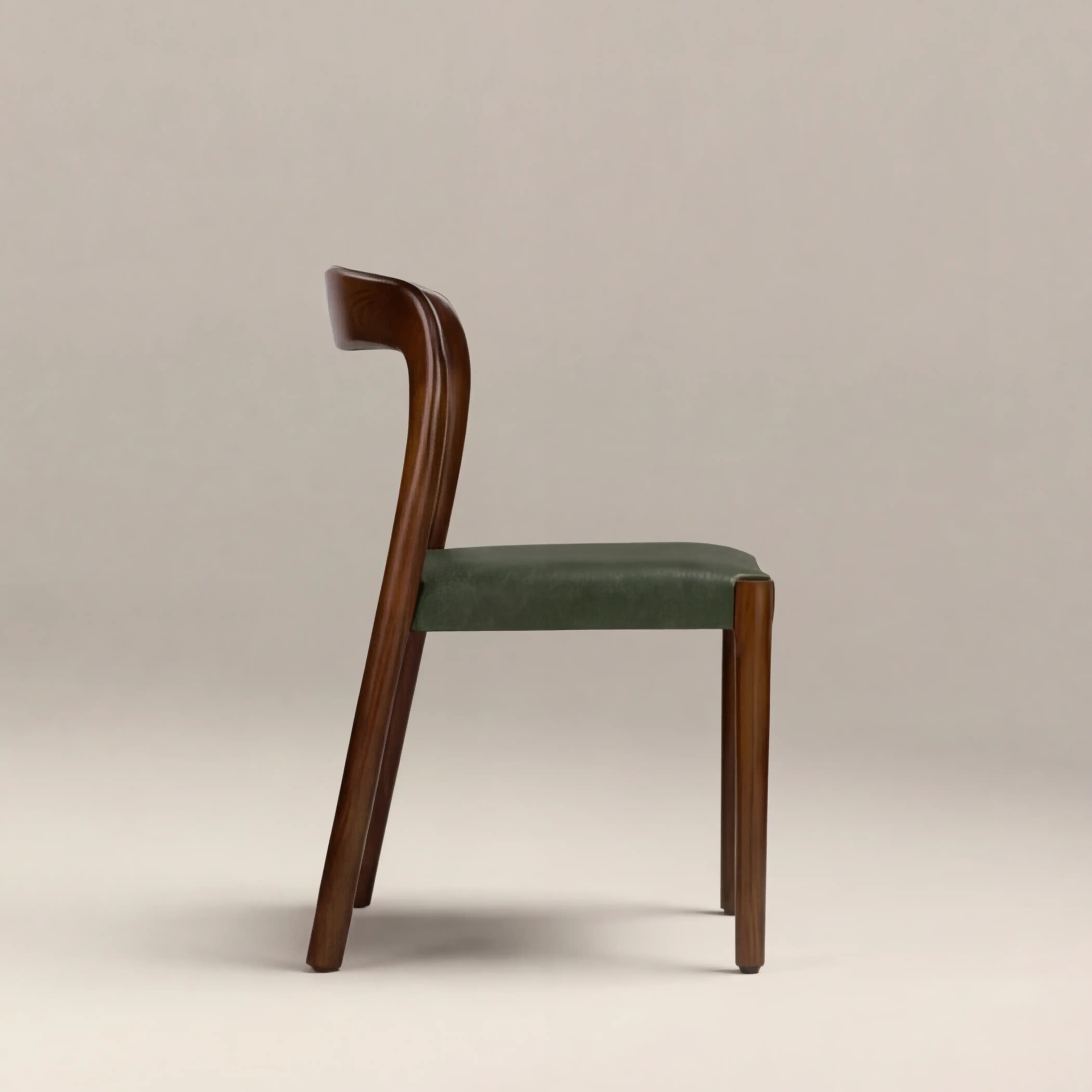 Madeleine Stackable Wooden Dining Chair | Vintage Green Faux Leather & Walnut - Image 6