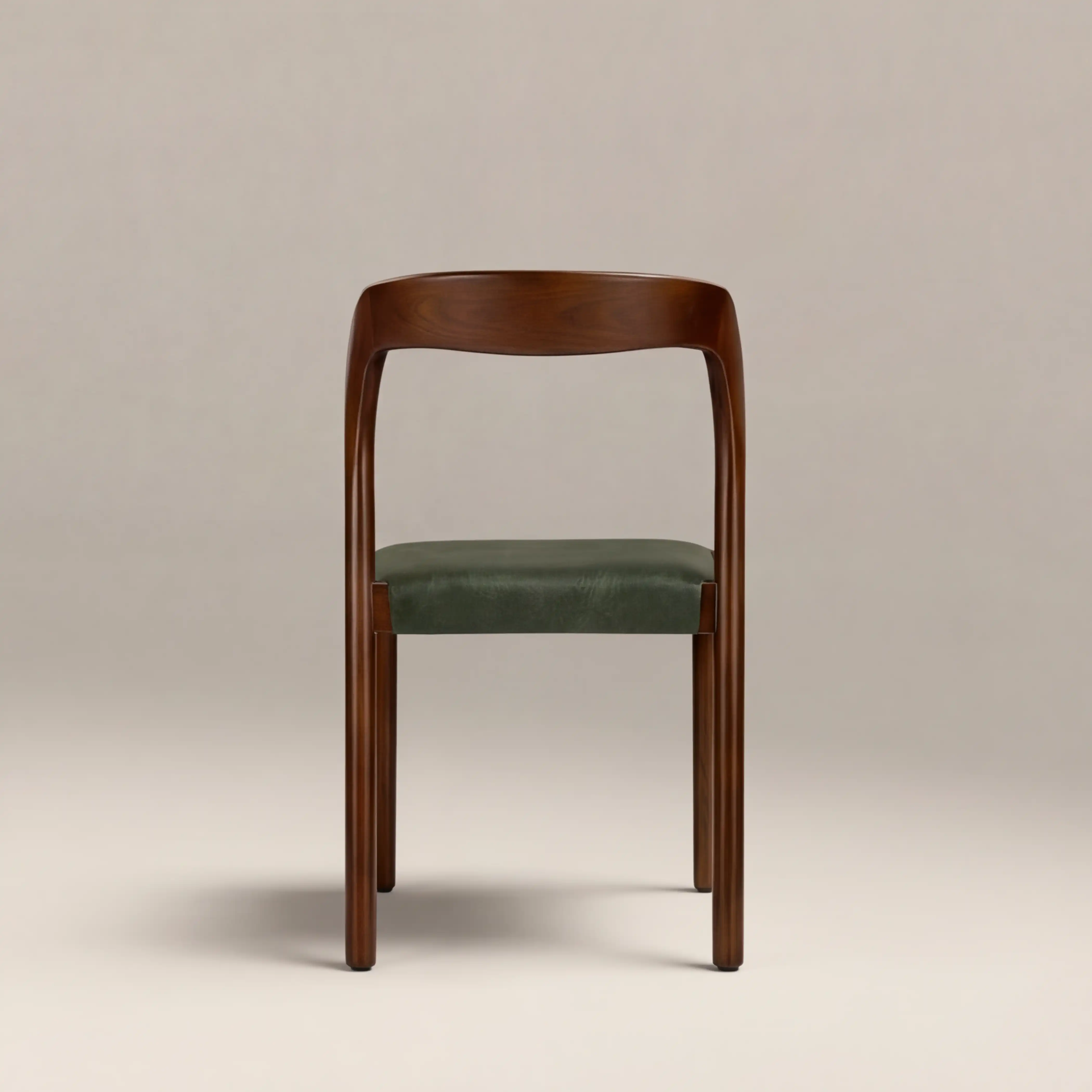 Madeleine Stackable Wooden Dining Chair | Vintage Green Faux Leather & Walnut - Image 7