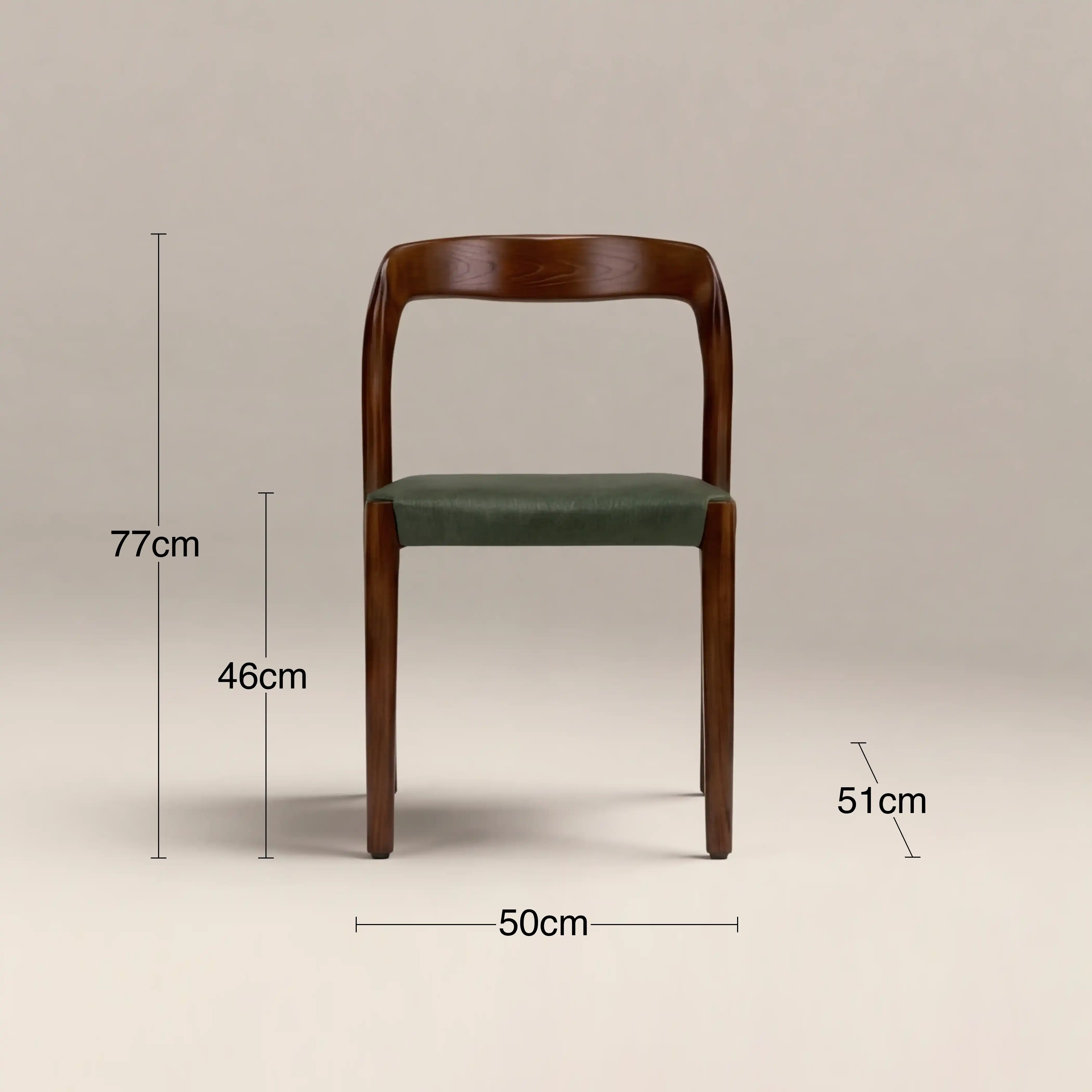 Madeleine Stackable Wooden Dining Chair | Vintage Green Faux Leather & Walnut - Image 8