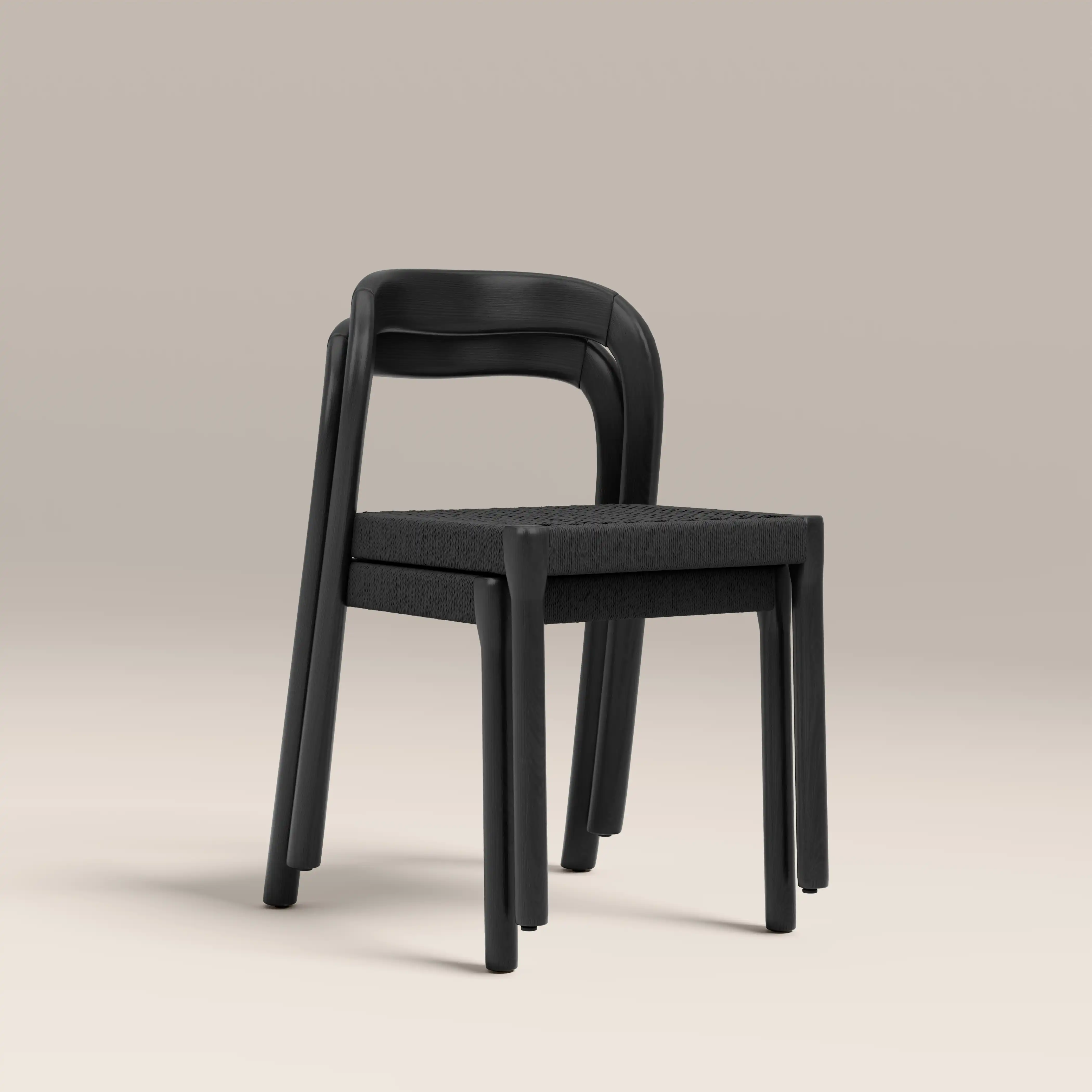 Madeleine Stackable Wooden Dining Chair | Black Weave & Black - Image 3