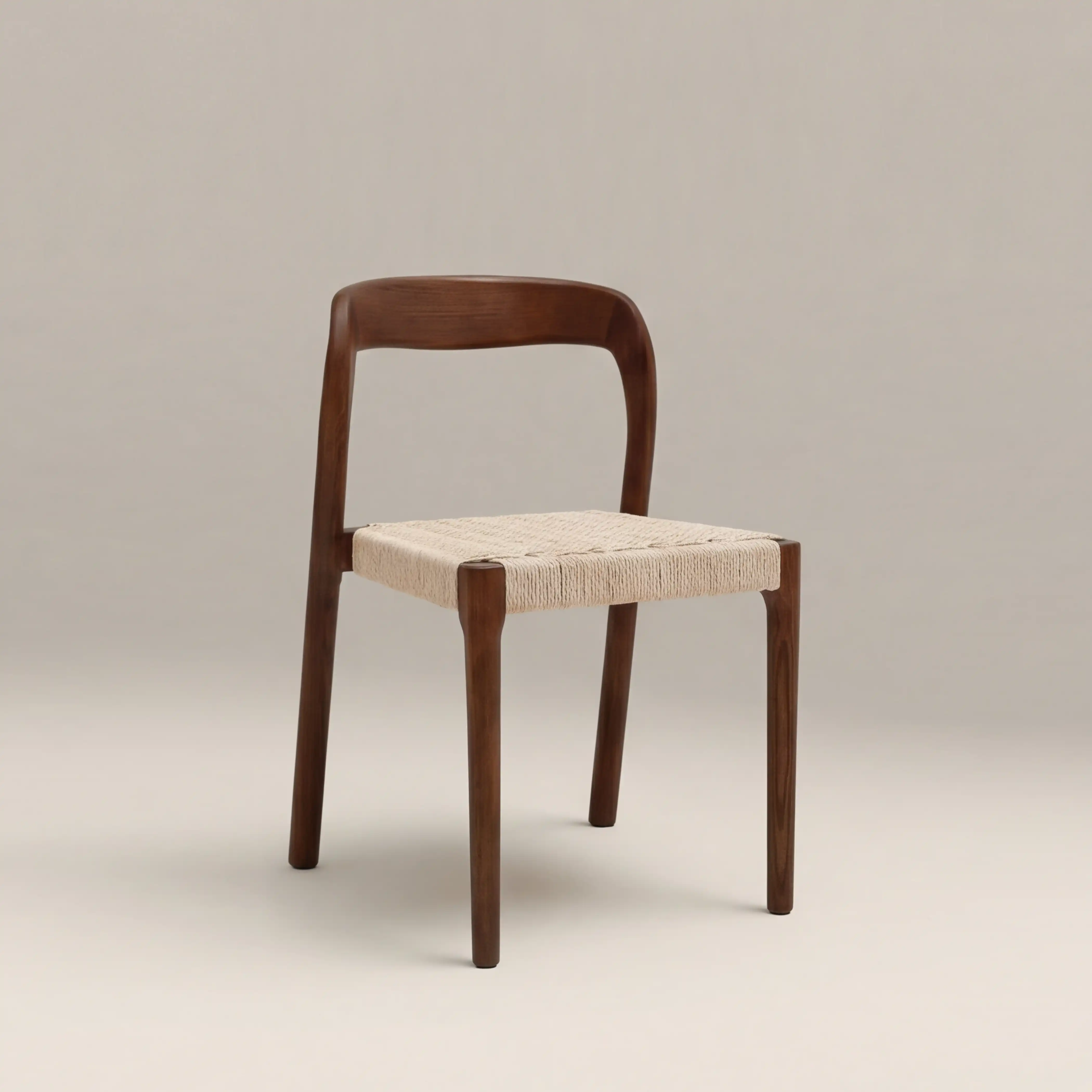 Madeleine Stackable Wooden Dining Chair | Natural Weave & Walnut - Image 2