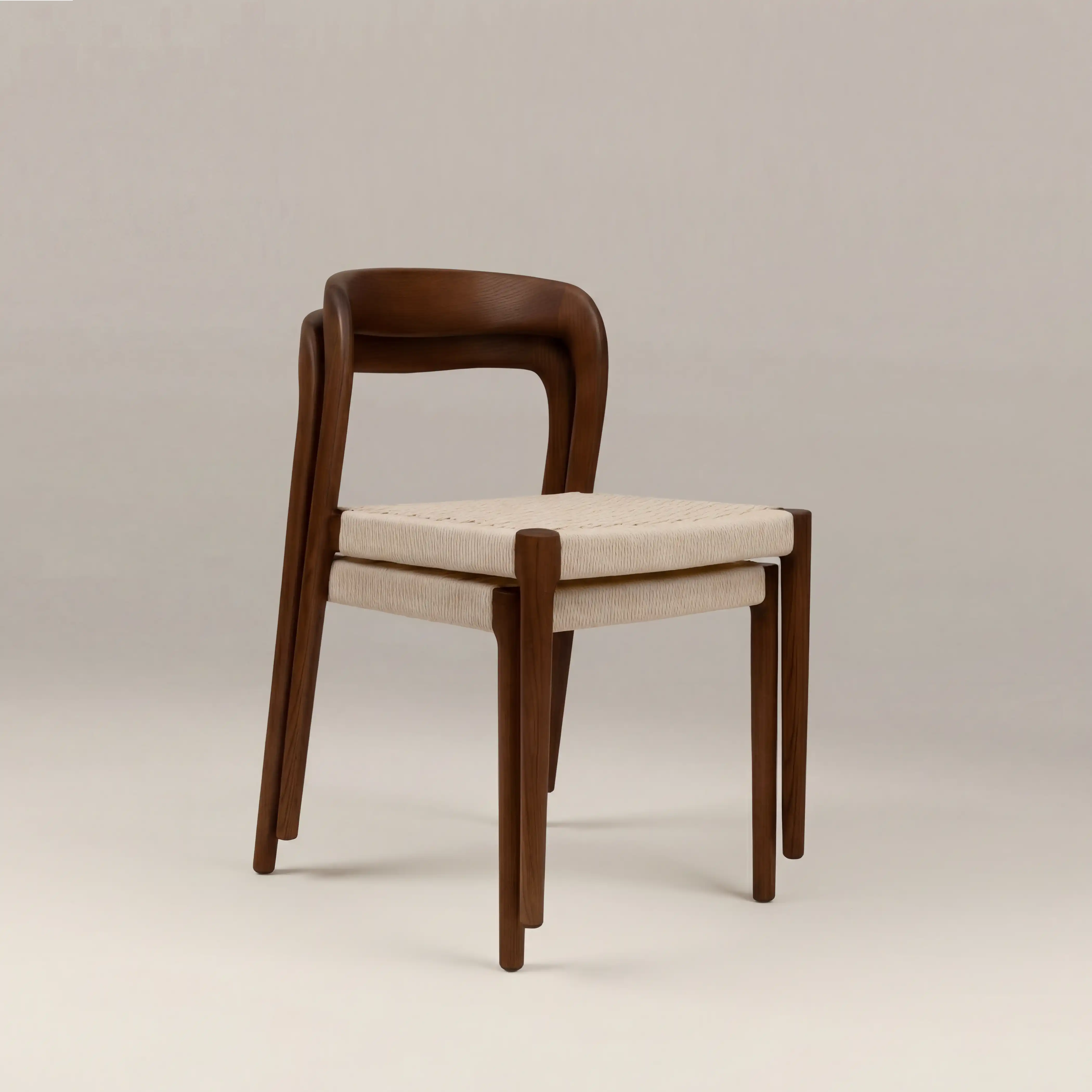 Madeleine Stackable Wooden Dining Chair | Natural Weave & Walnut - Image 3