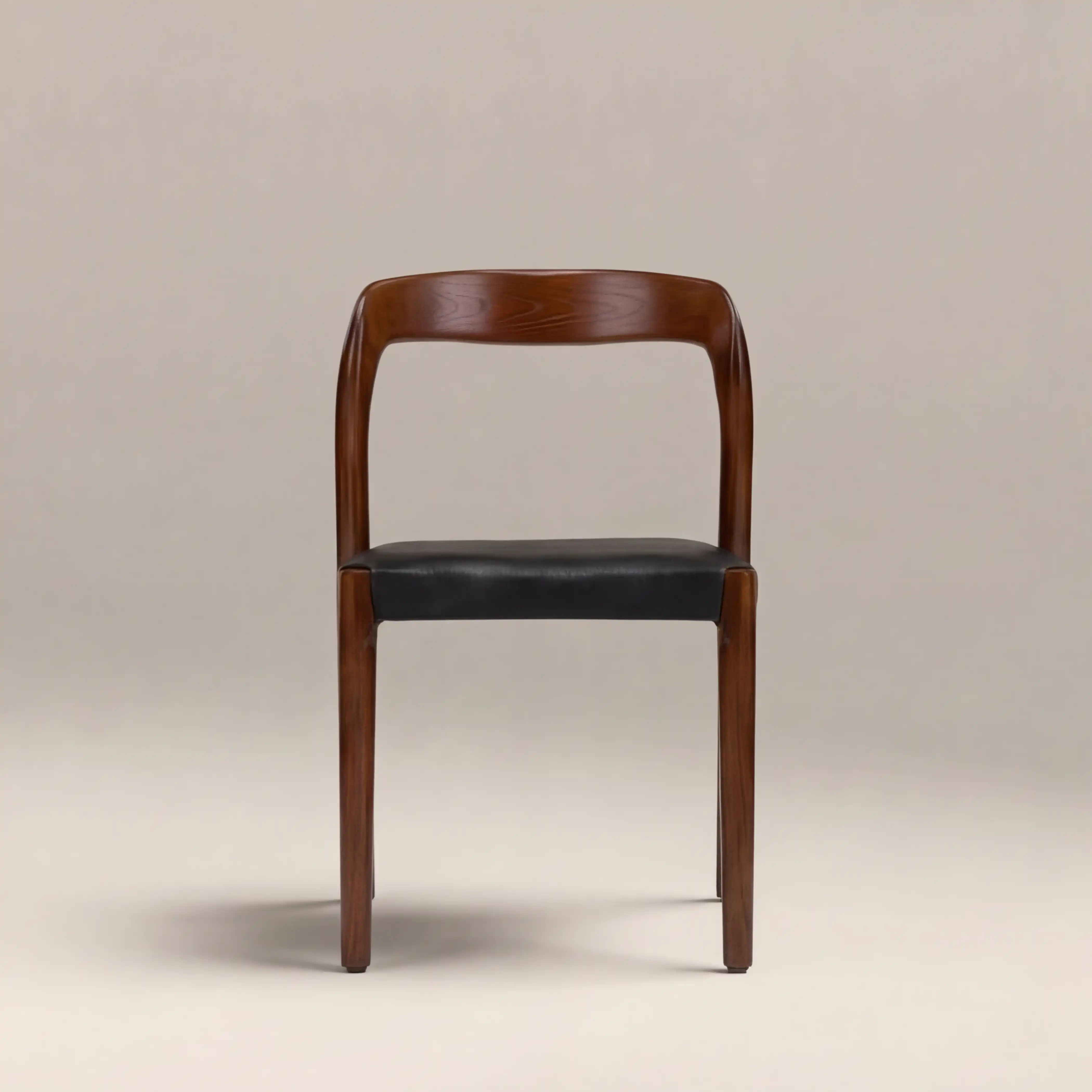 Madeleine Stackable Wooden Dining Chair | Vintage Black Faux Leather & Walnut - Image 5