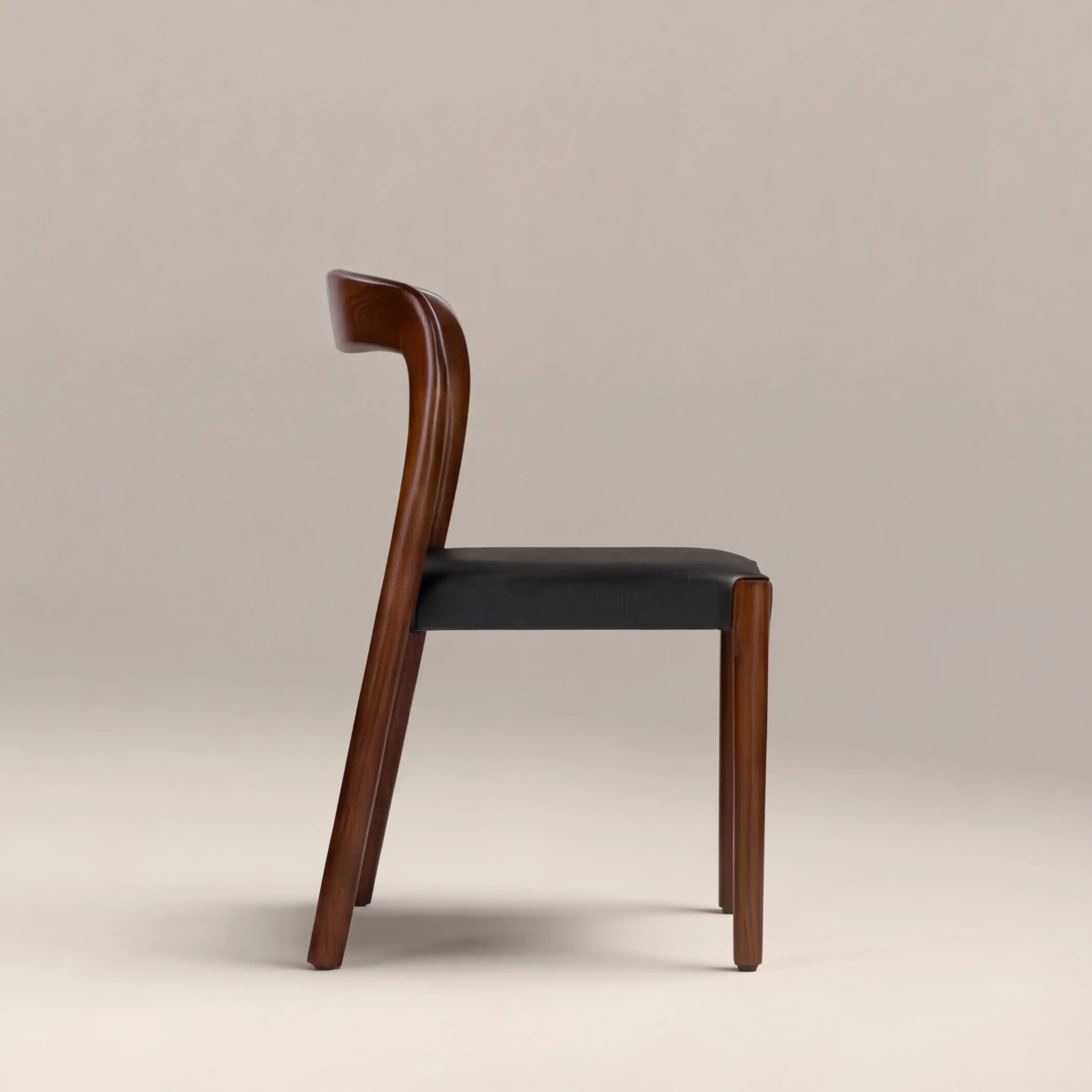 Madeleine Stackable Wooden Dining Chair | Vintage Black Faux Leather & Walnut - Image 6