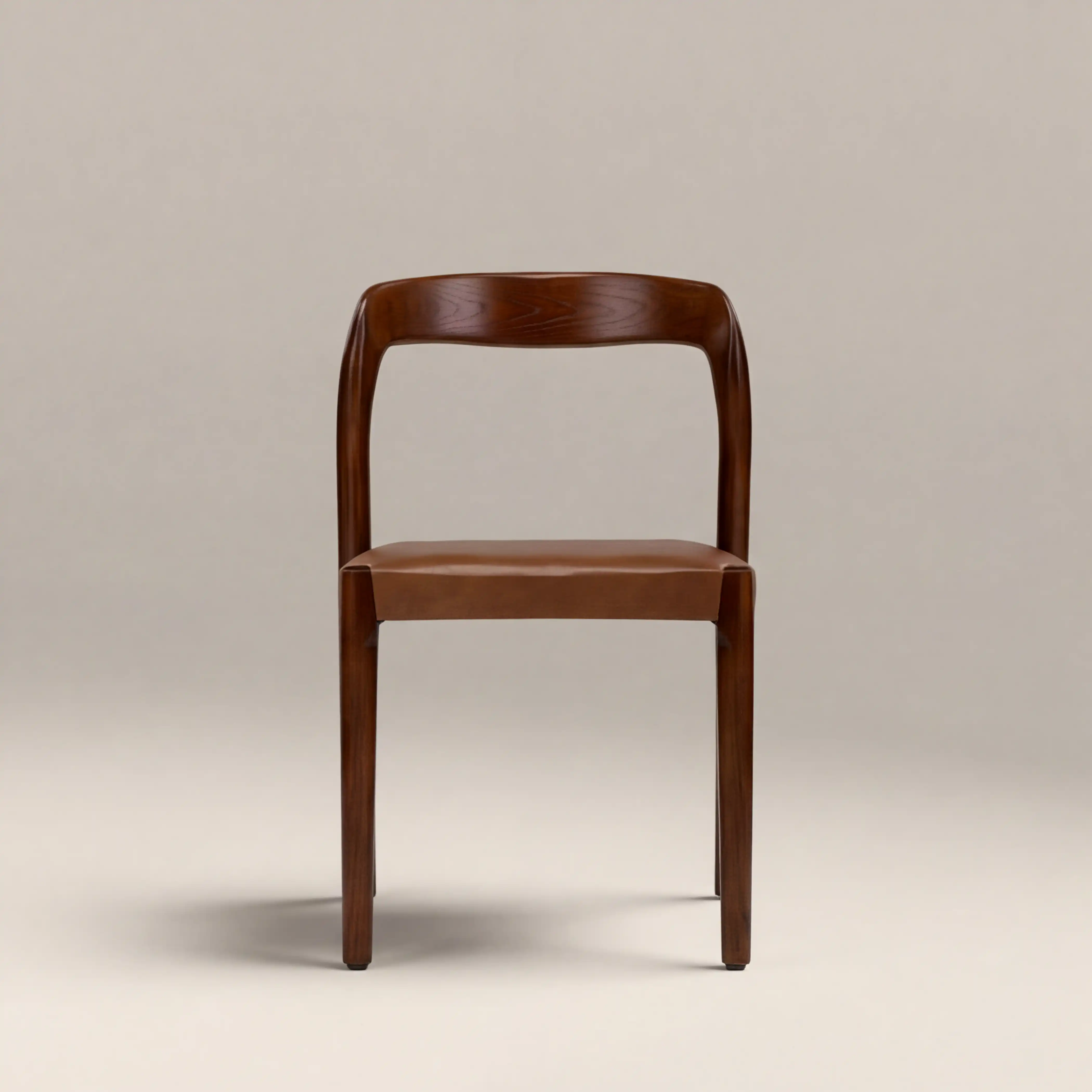 Madeleine Stackable Wooden Dining Chair | Vintage Tan Faux Leather & Walnut - Image 5