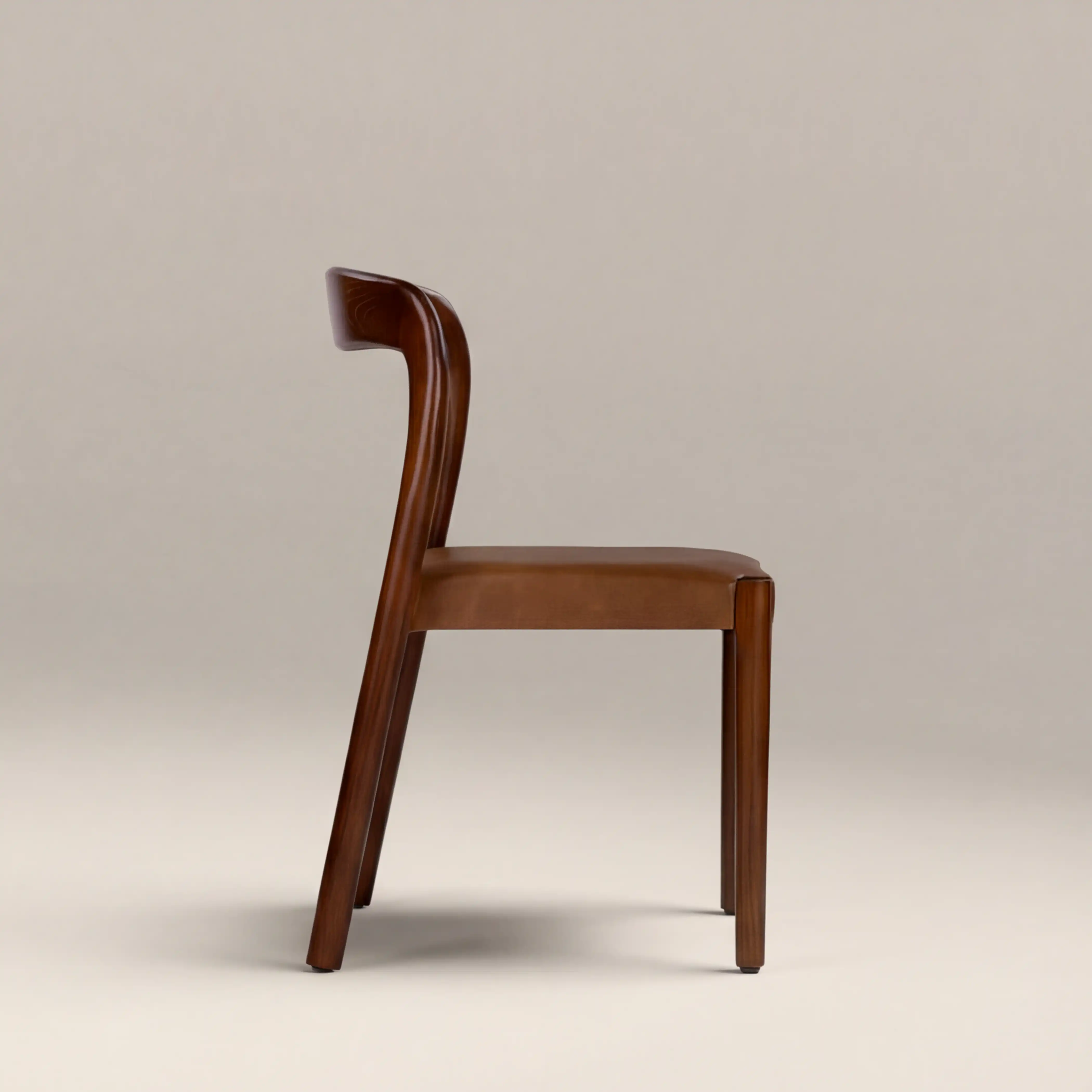 Madeleine Stackable Wooden Dining Chair | Vintage Tan Faux Leather & Walnut - Image 6