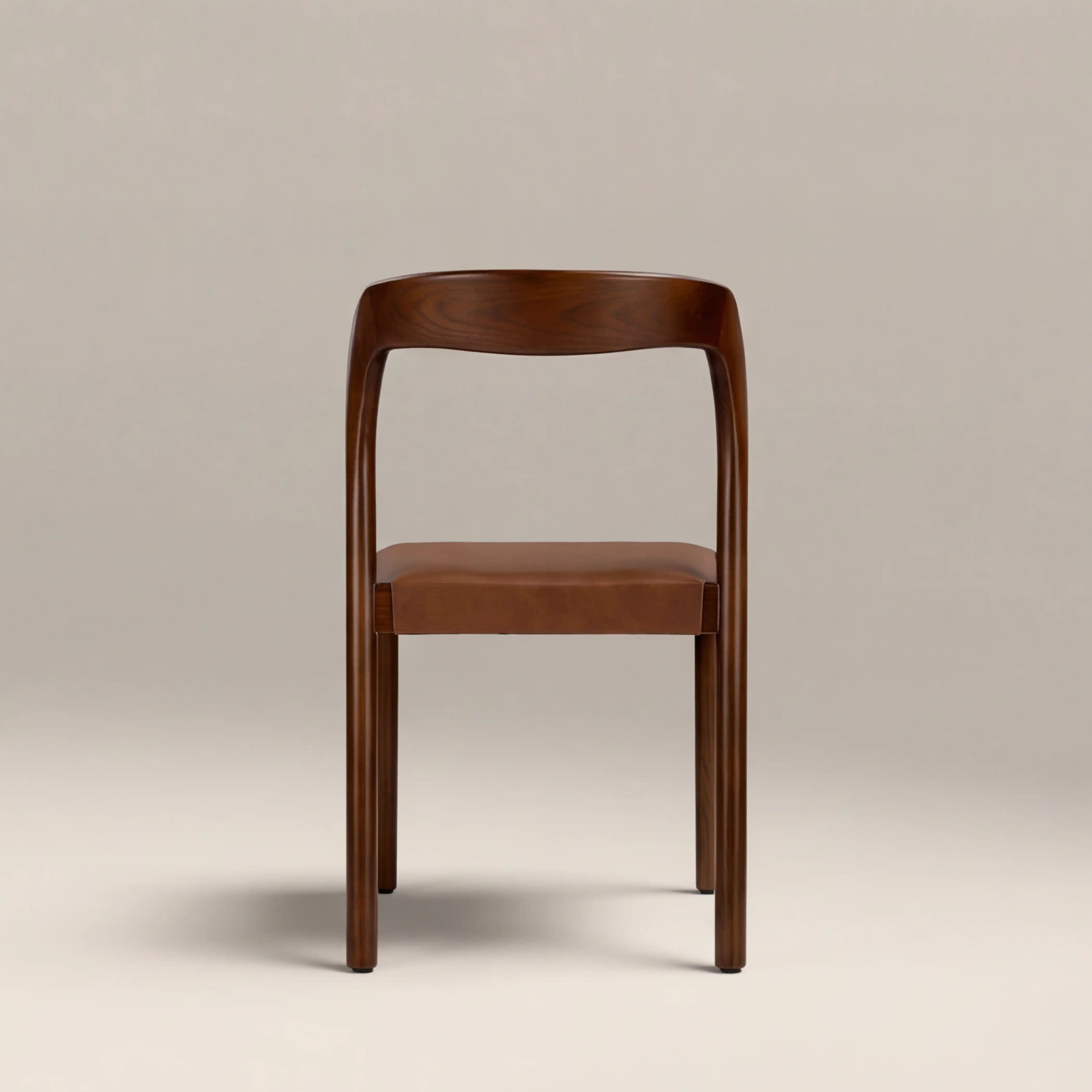 Madeleine Stackable Wooden Dining Chair | Vintage Tan Faux Leather & Walnut - Image 7