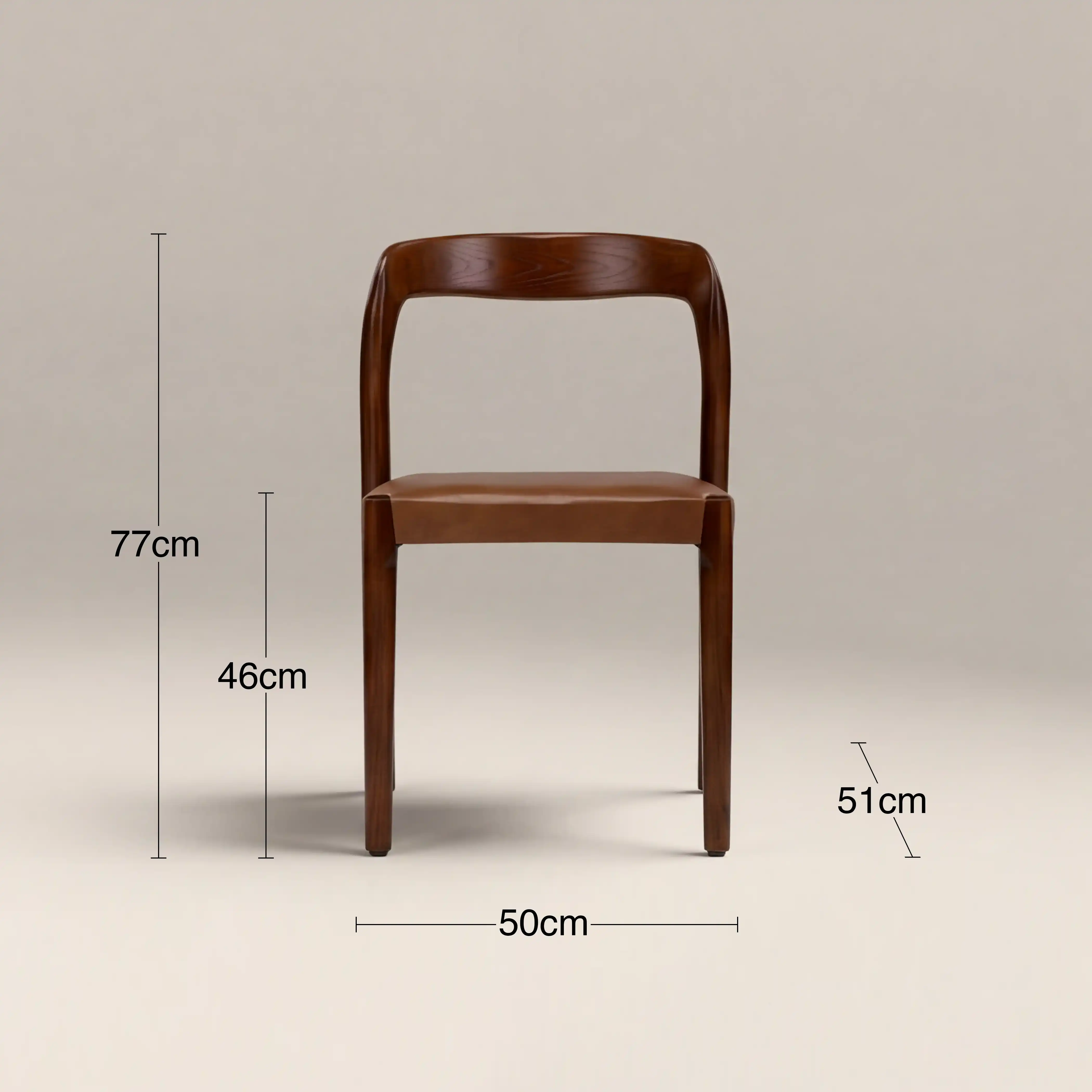 Madeleine Stackable Wooden Dining Chair | Vintage Tan Faux Leather & Walnut - Image 8