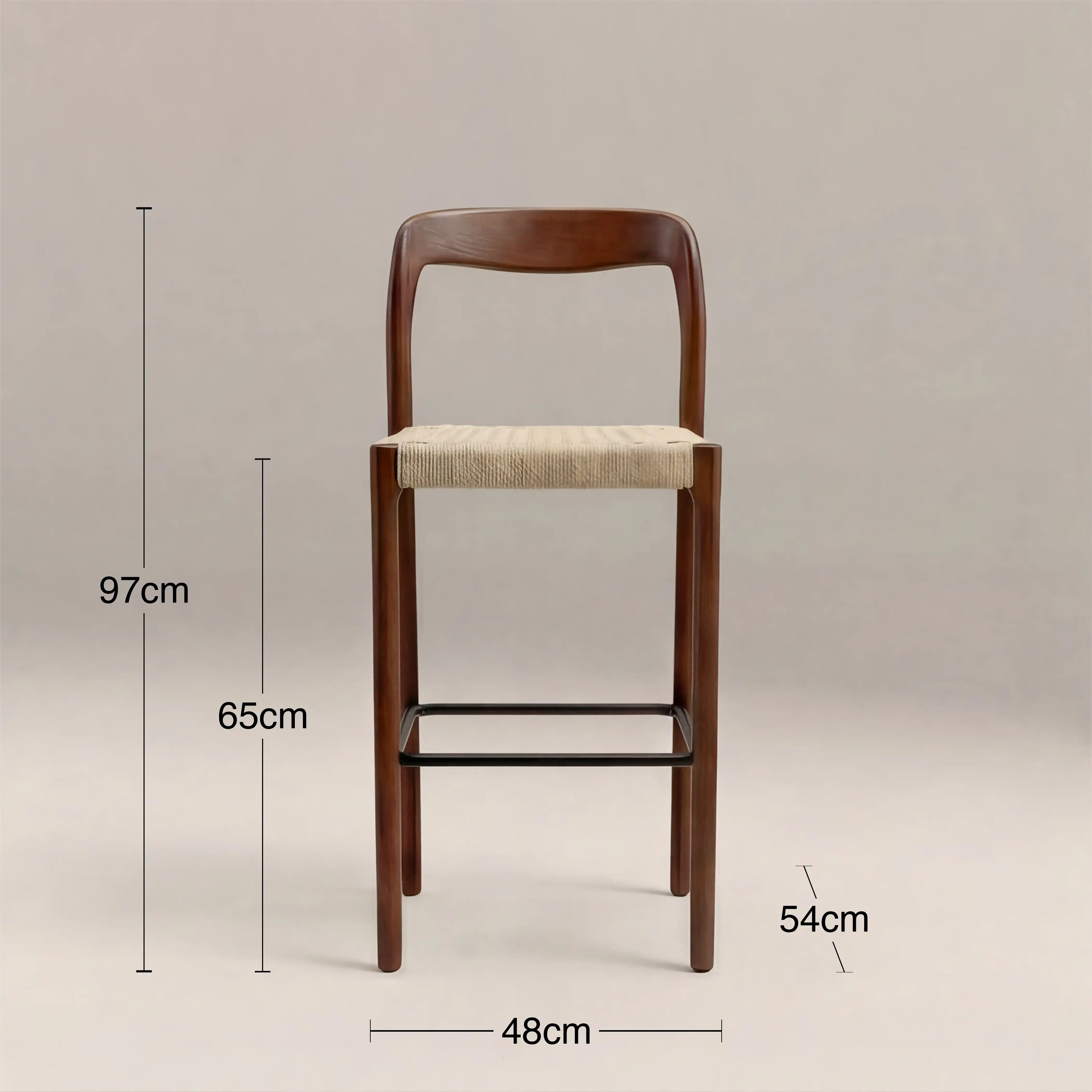 Madeleine Wooden Kitchen Stool | Natural Weave & Walnut - Image 5