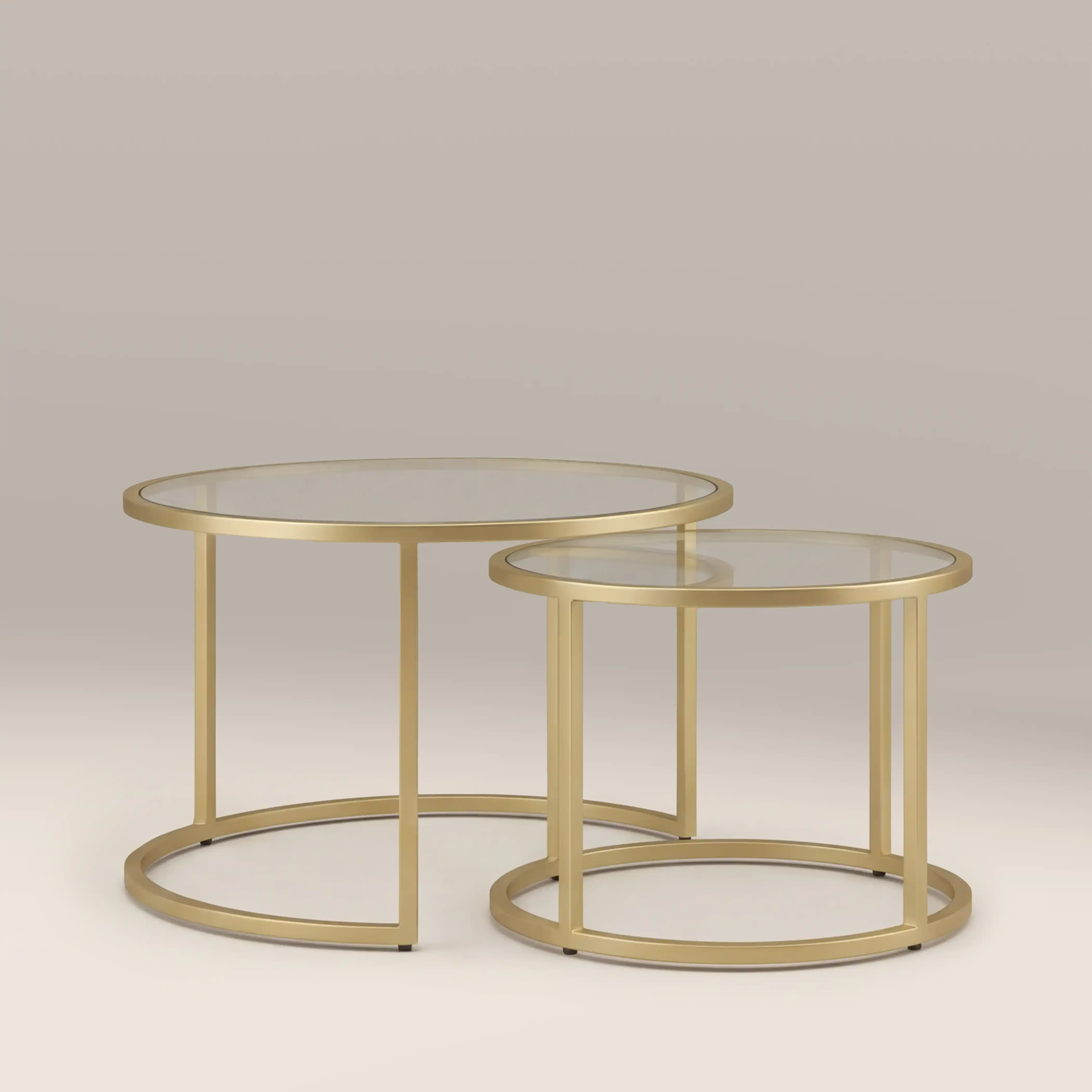 Madison Set of 2 Round Nesting Coffee Tables | Brass - Image 2