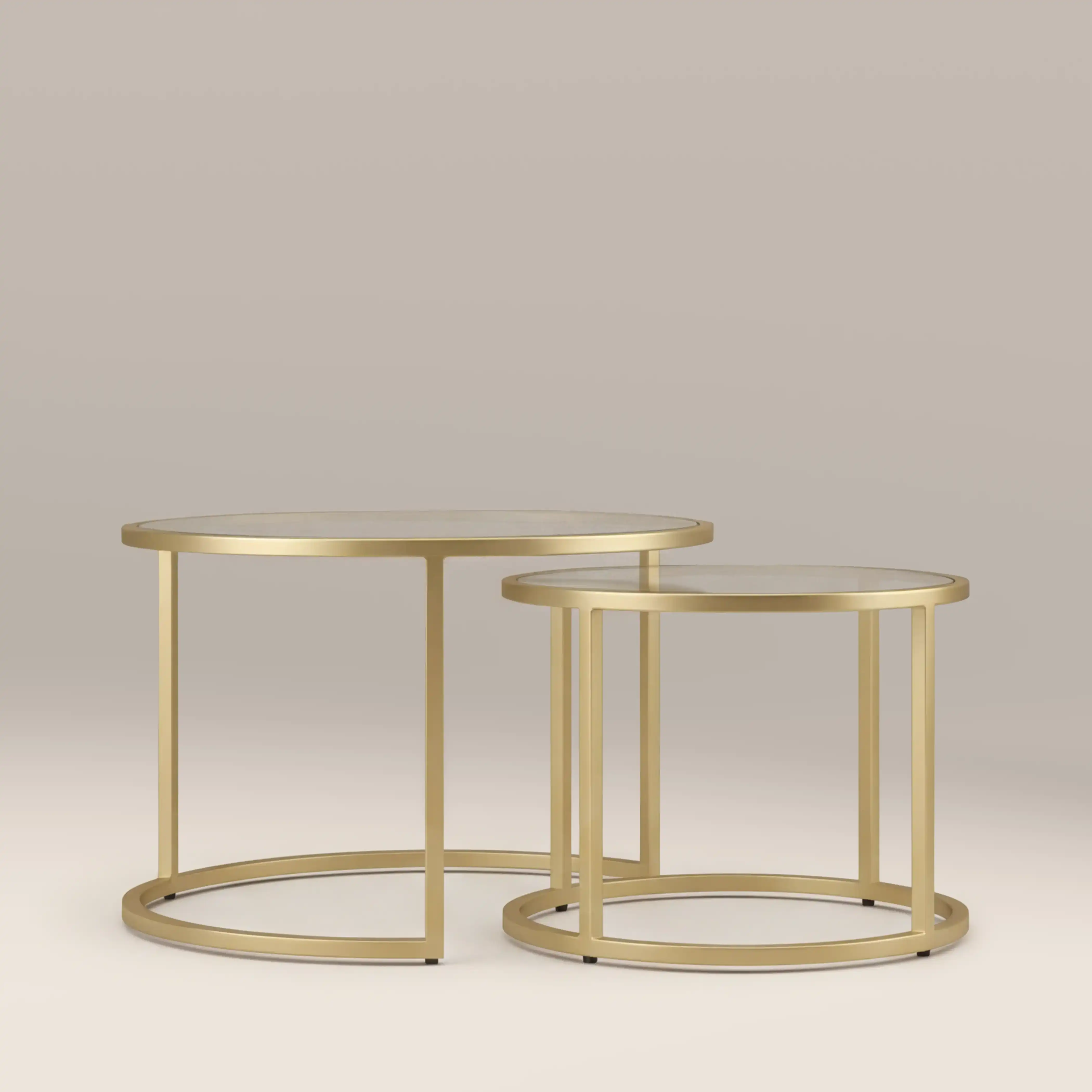 Madison Set of 2 Round Nesting Coffee Tables | Brass - Image 3