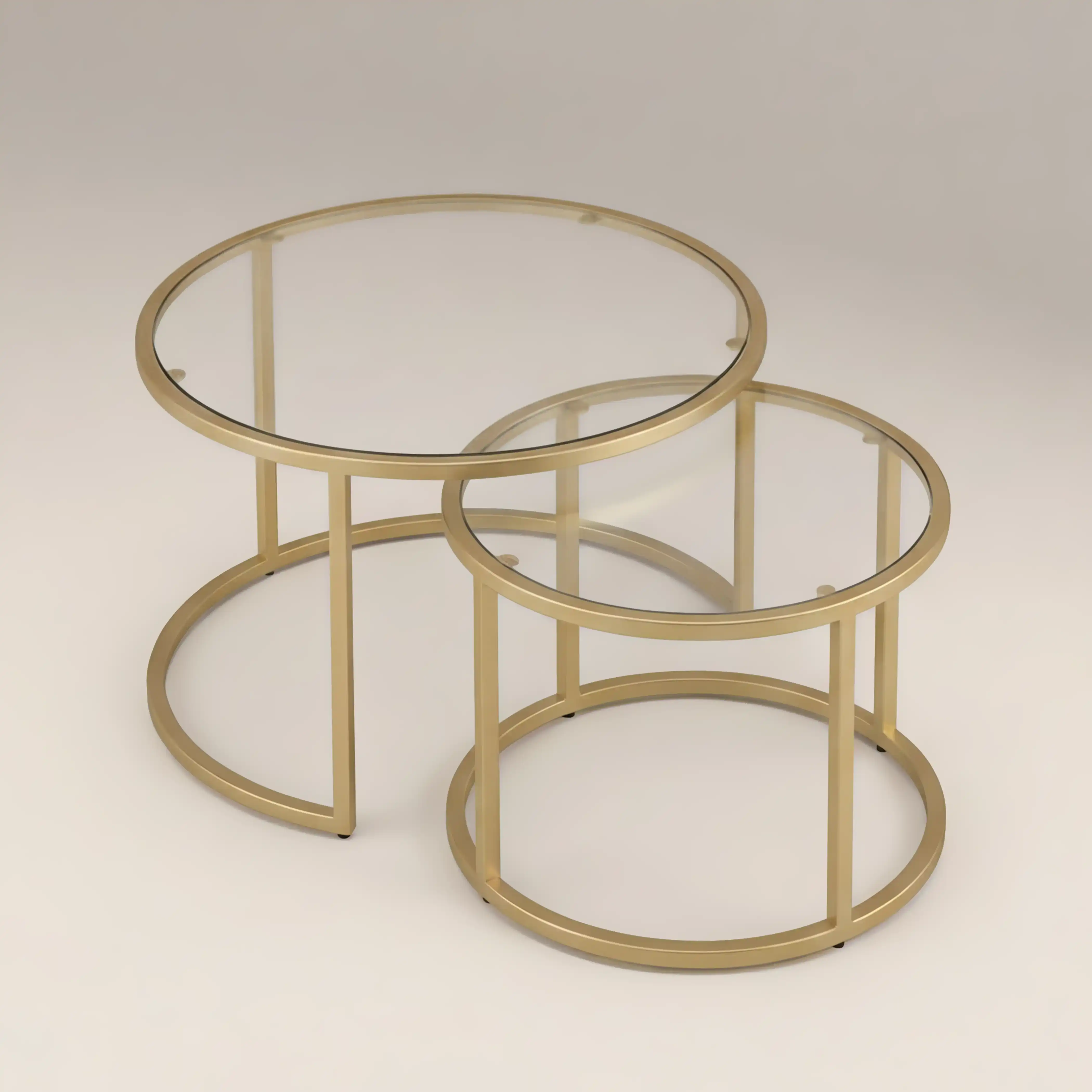 Madison Set of 2 Round Nesting Coffee Tables | Brass - Image 4