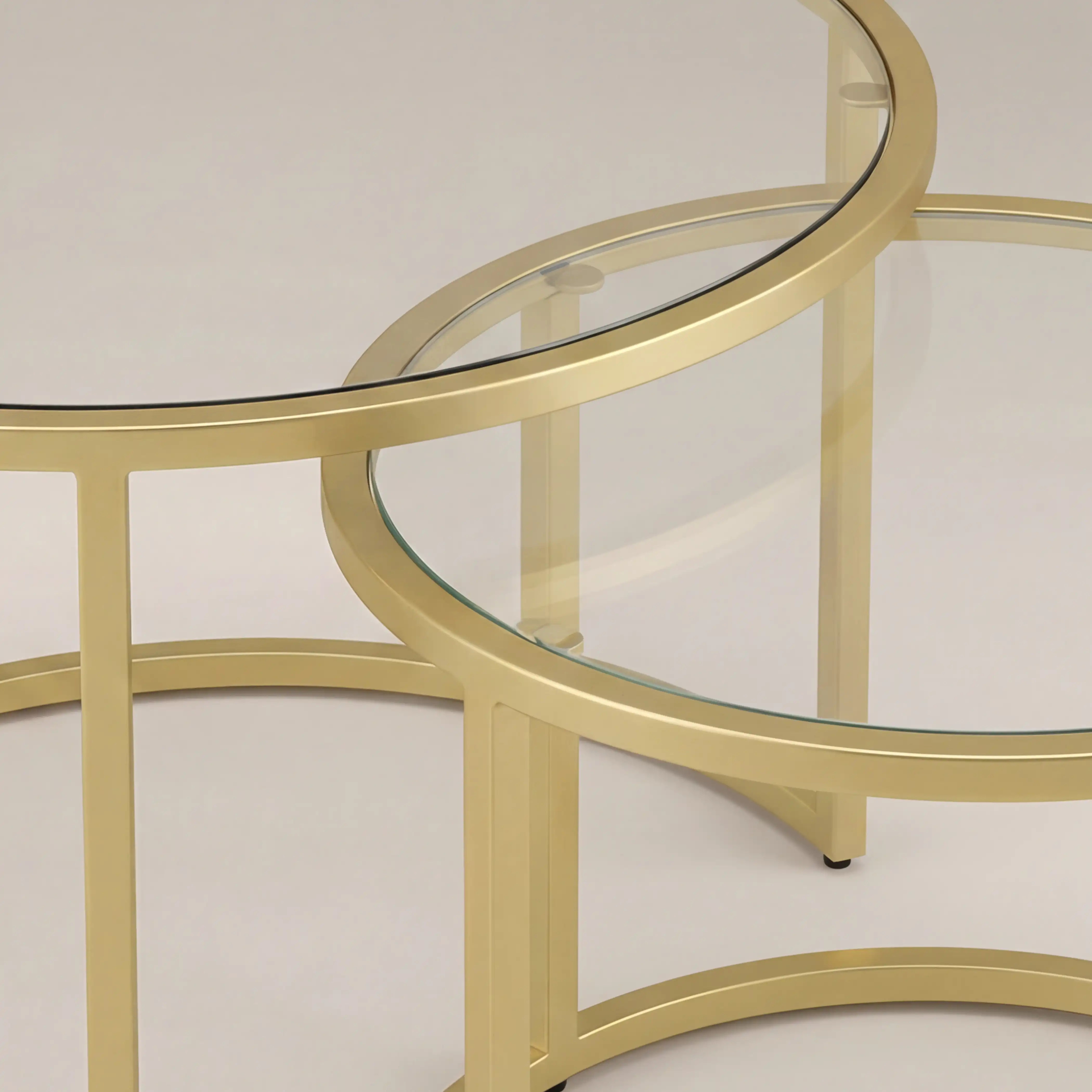 Madison Set of 2 Round Nesting Coffee Tables | Brass - Image 5