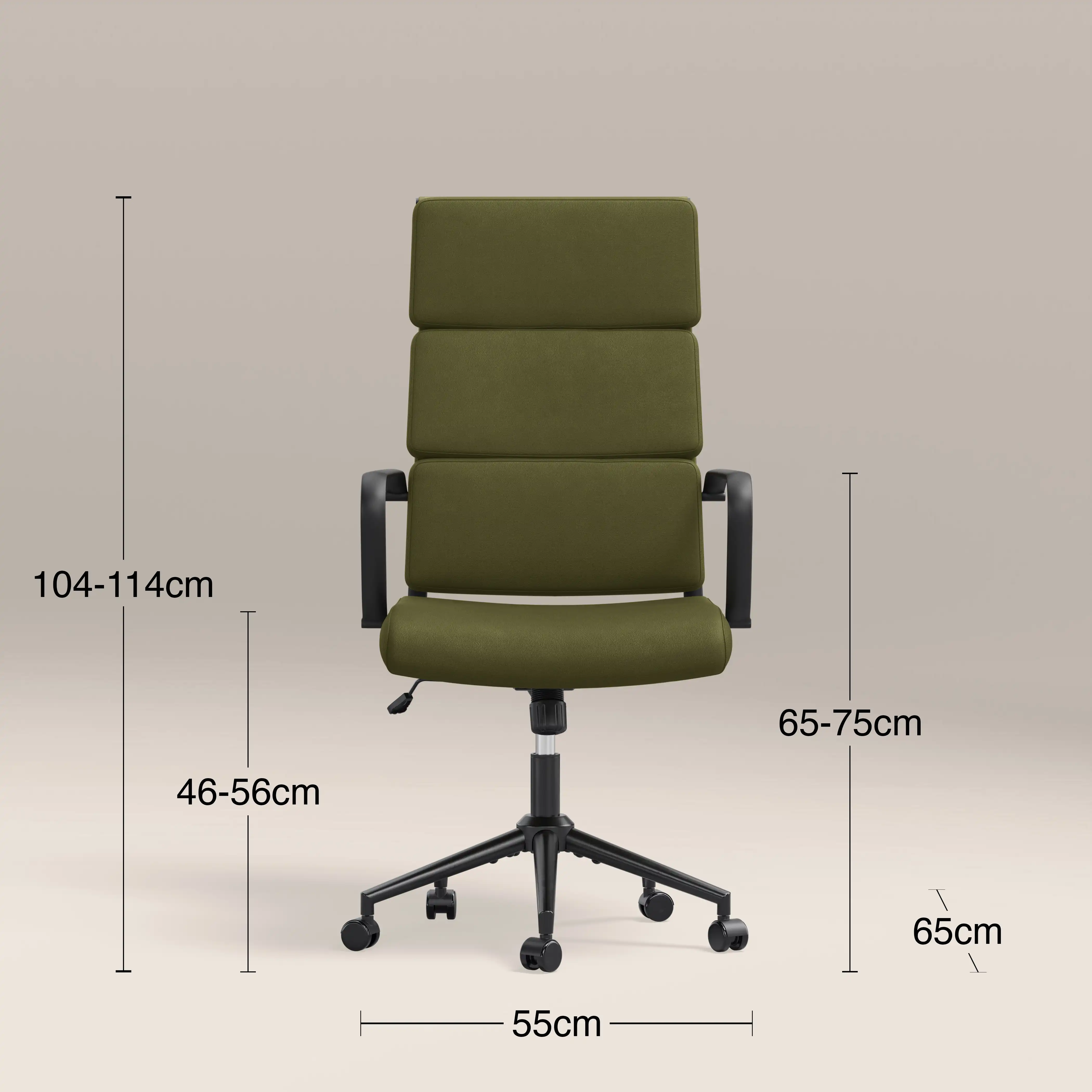 Mae High Back Office Chair | Olive Green Sustainable Velvet & Black - Image 7