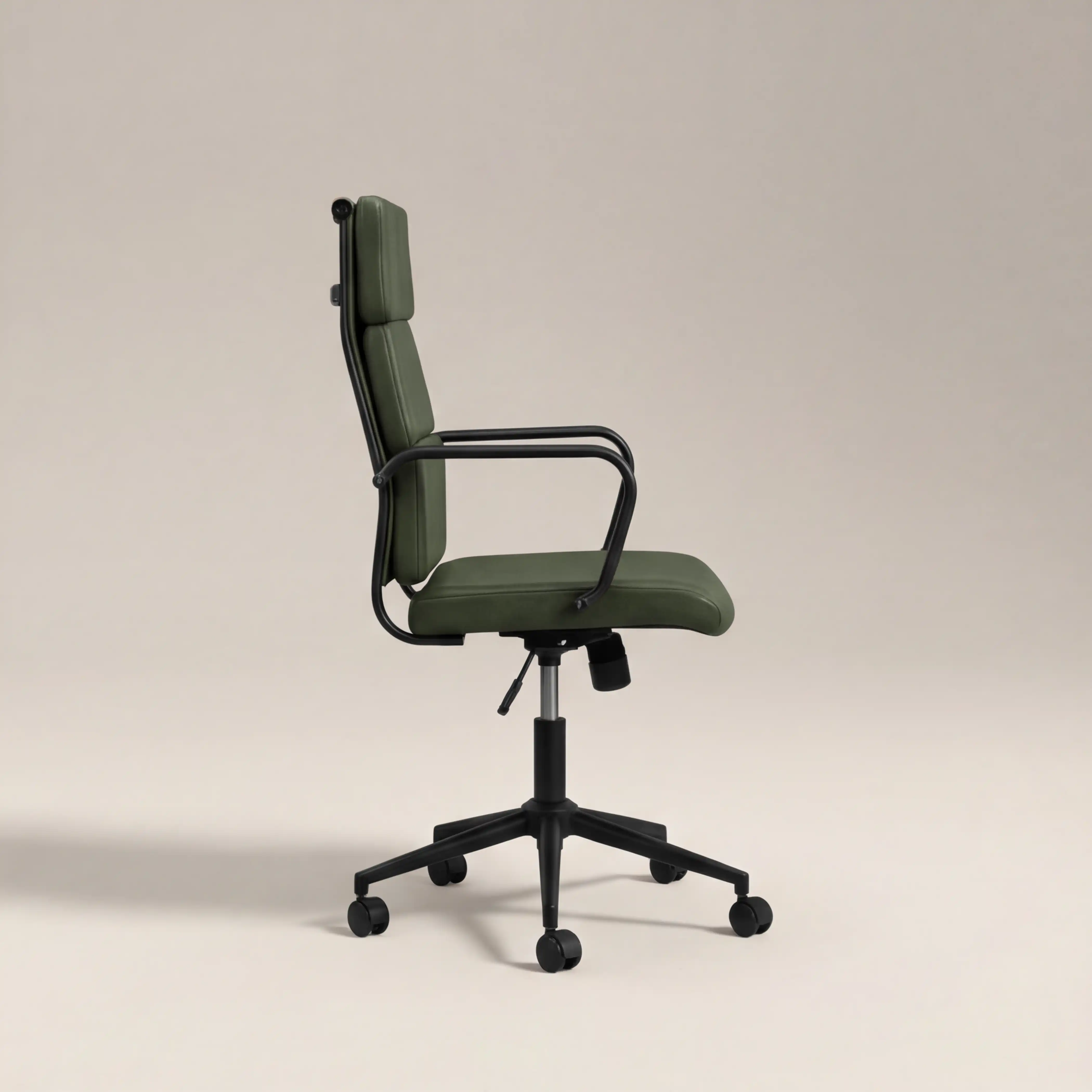 Mae High Back Office Chair | Vintage Green Faux Leather & Black - Image 4