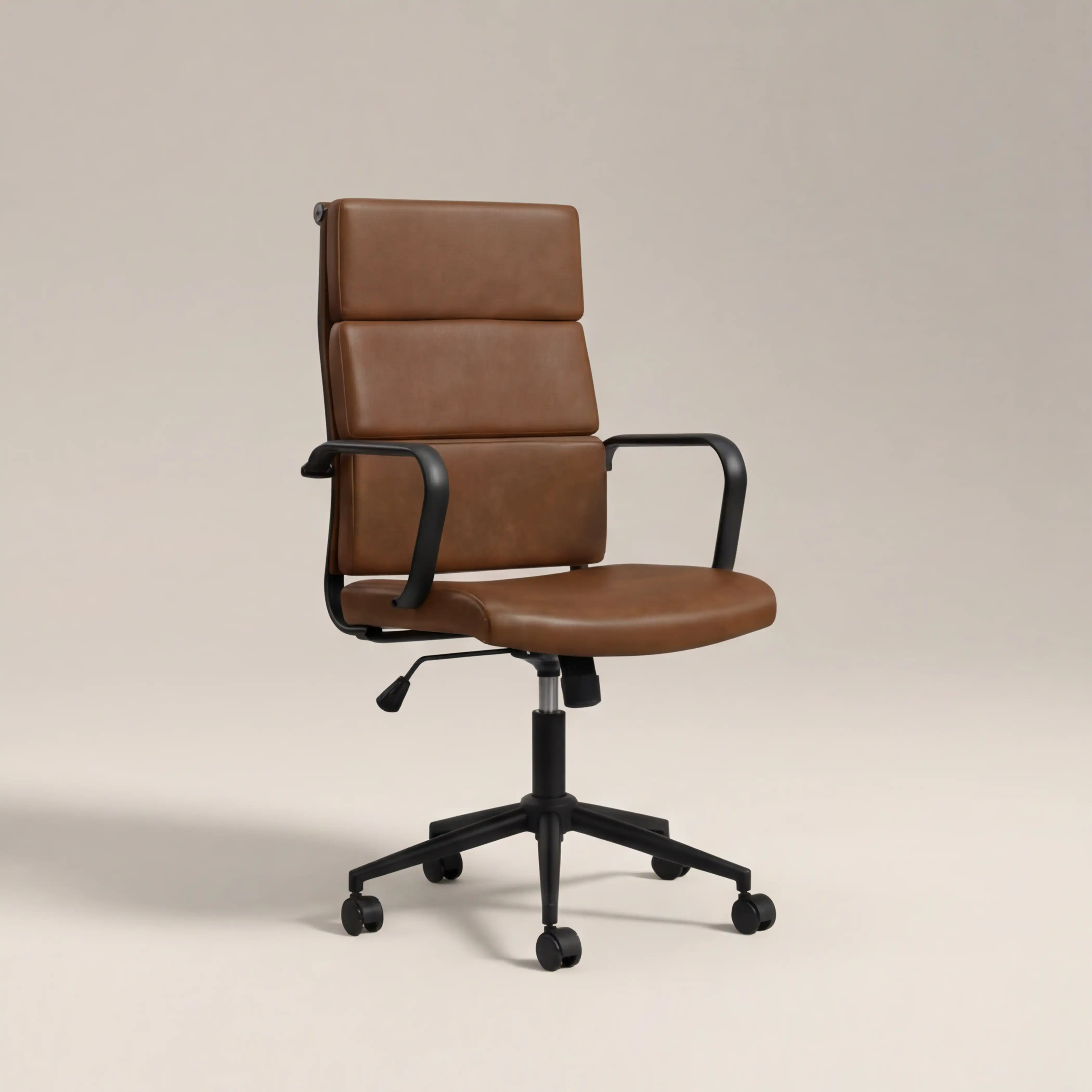 Mae High Back Office Chair | Vintage Tan Faux Leather & Black - Image 2