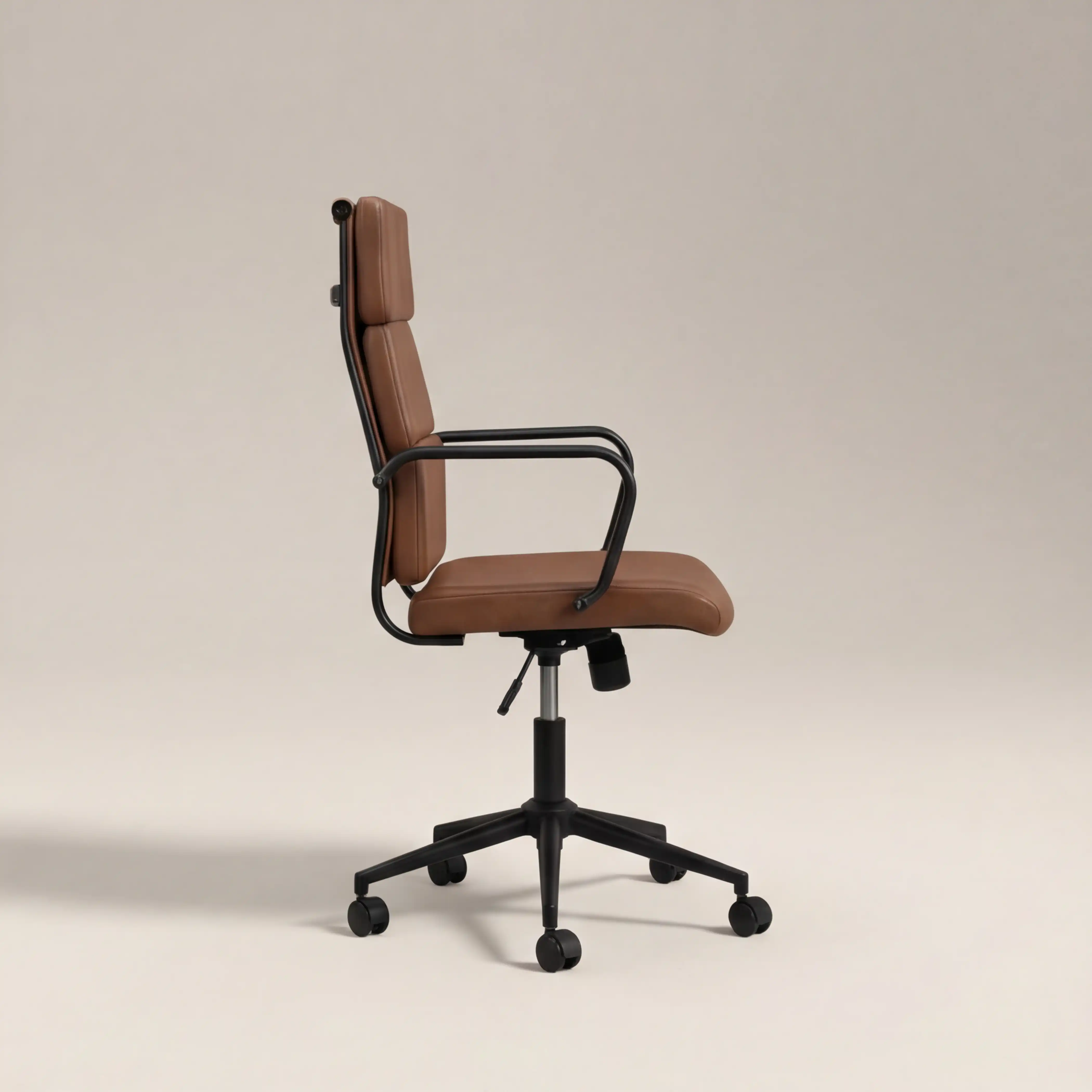 Mae High Back Office Chair | Vintage Tan Faux Leather & Black - Image 5