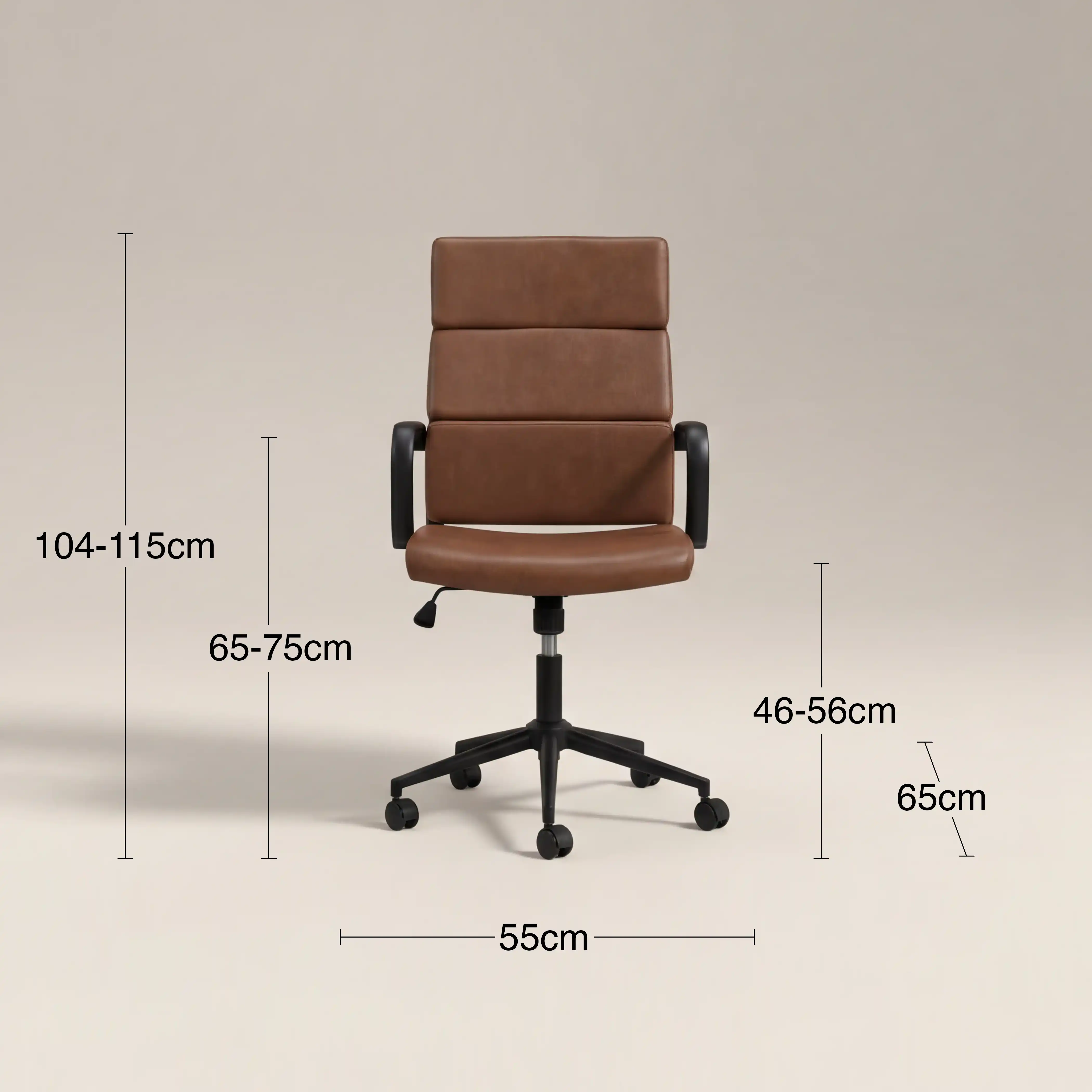 Mae High Back Office Chair | Vintage Tan Faux Leather & Black - Image 7