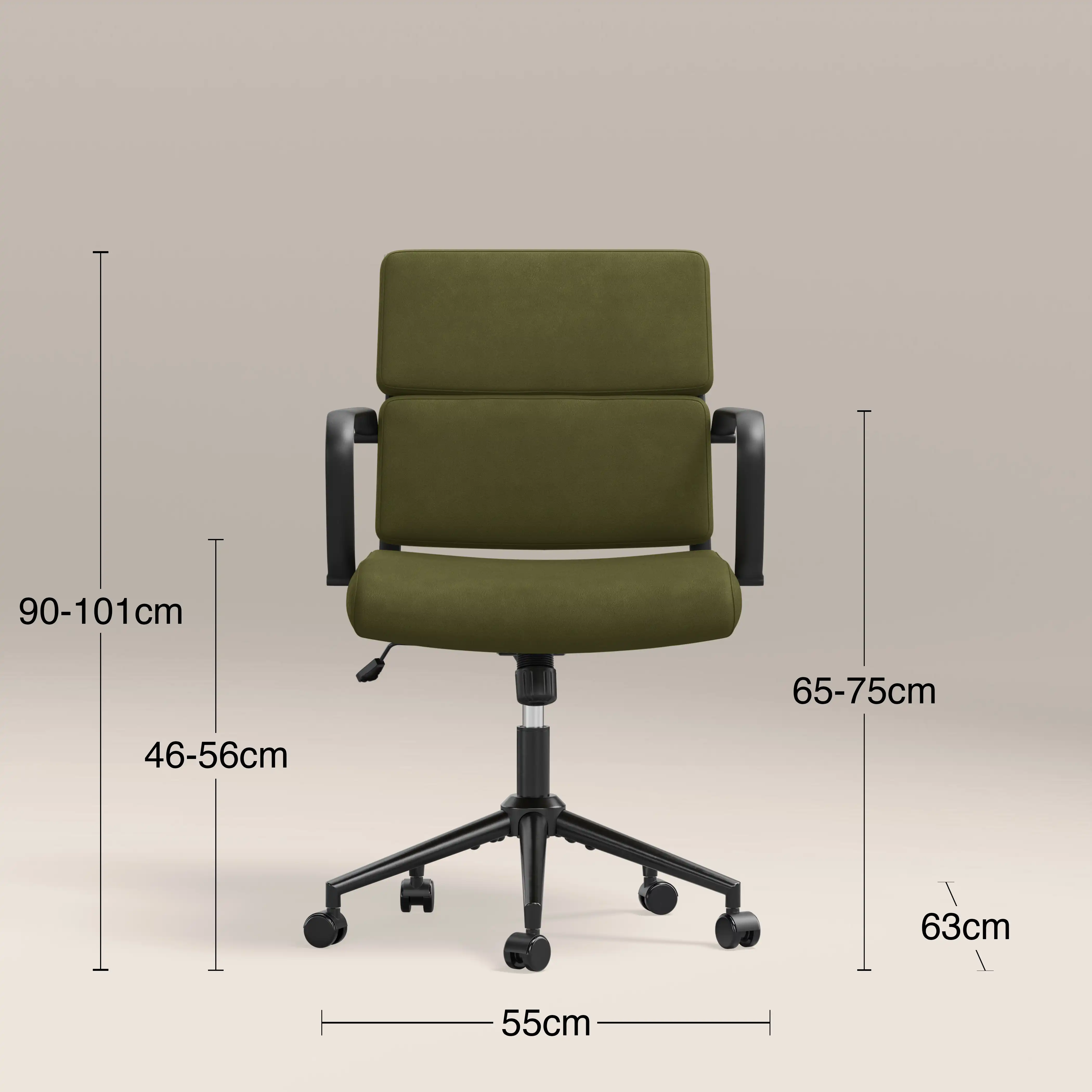 Mae Office Chair | Olive Green Sustainable Velvet & Black - Image 7