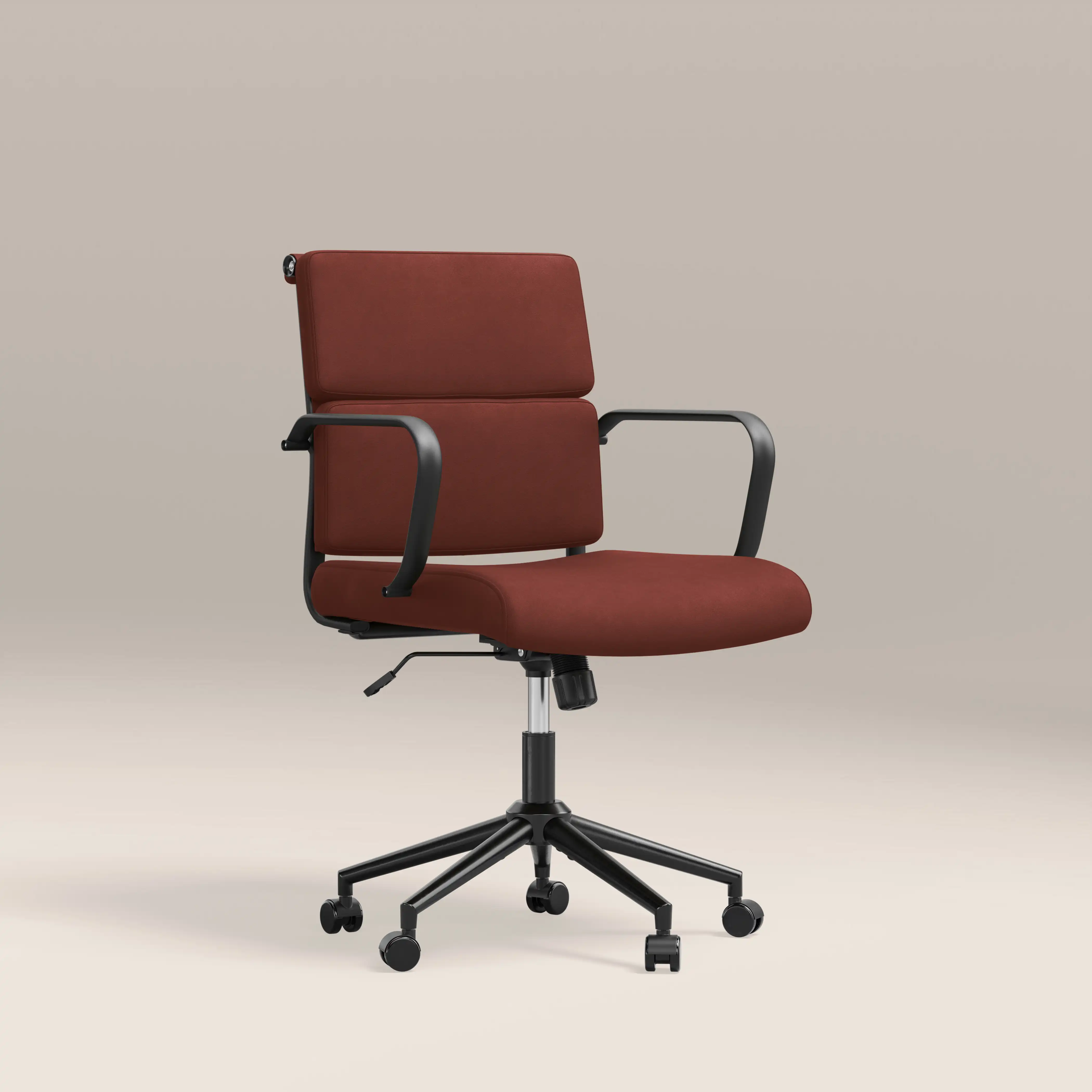 Mae Office Chair | Rust Red Sustainable Velvet & Black - Image 2