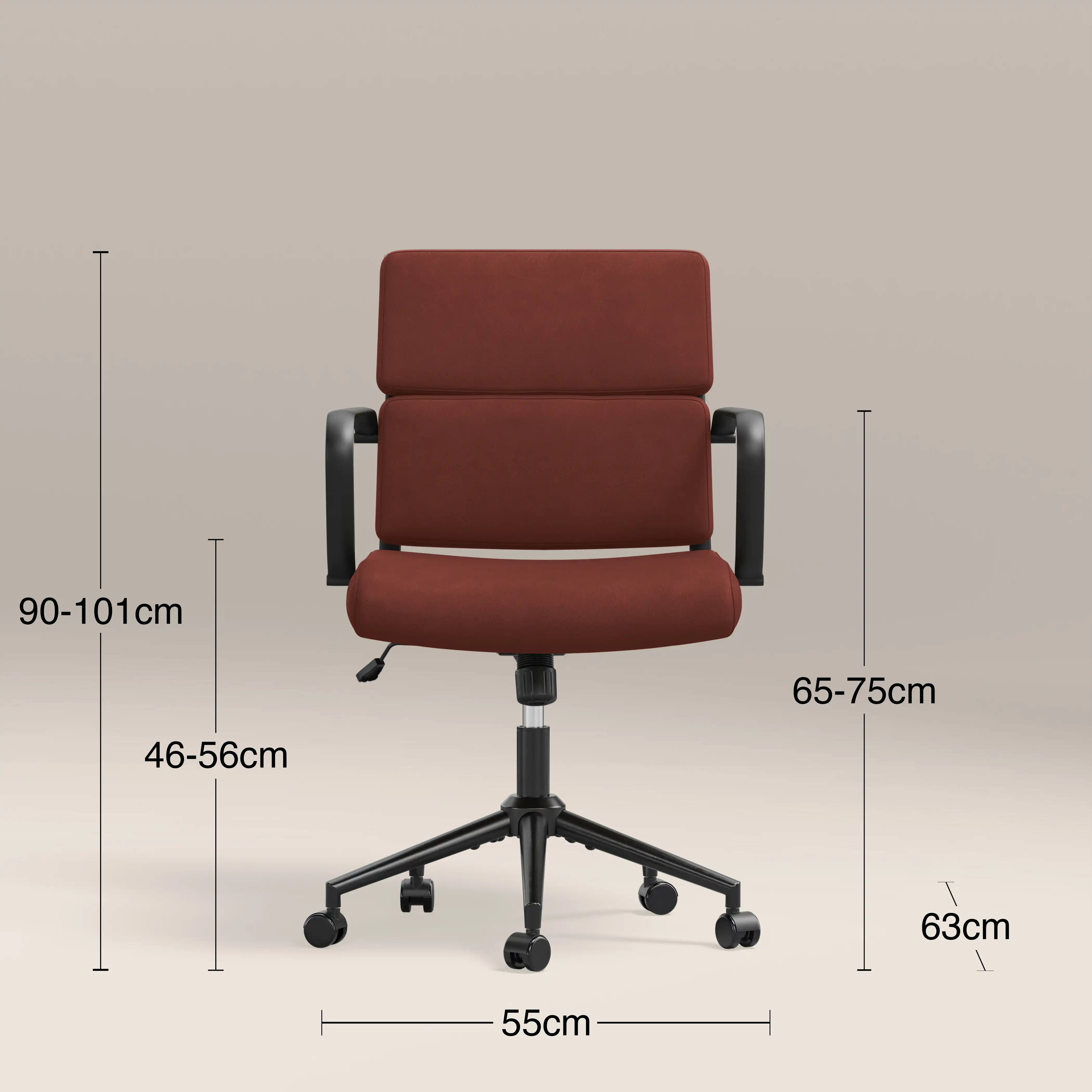 Mae Office Chair | Rust Red Sustainable Velvet & Black - Image 8
