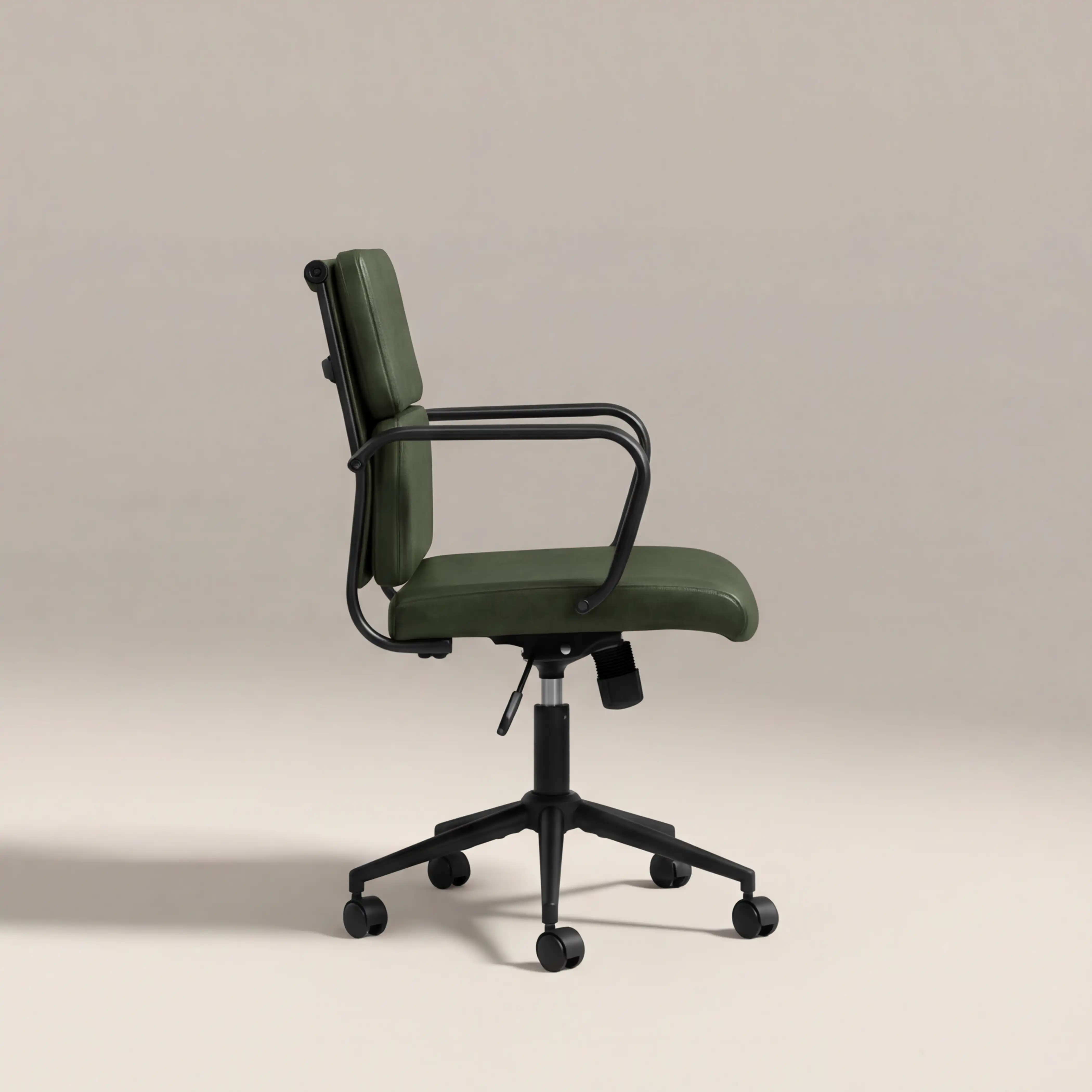 Mae Office Chair | Vintage Green Faux Leather & Black - Image 4