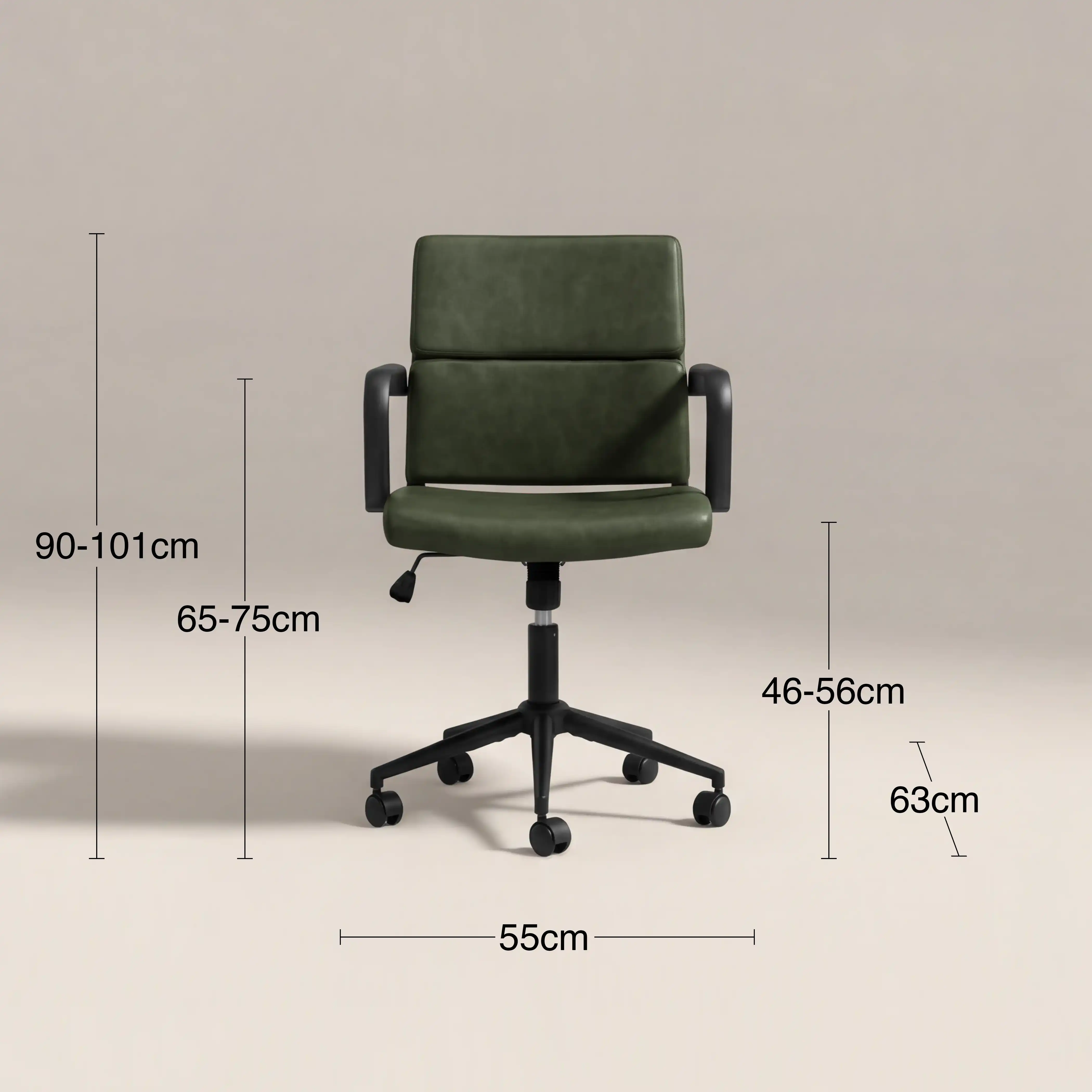 Mae Office Chair | Vintage Green Faux Leather & Black - Image 6